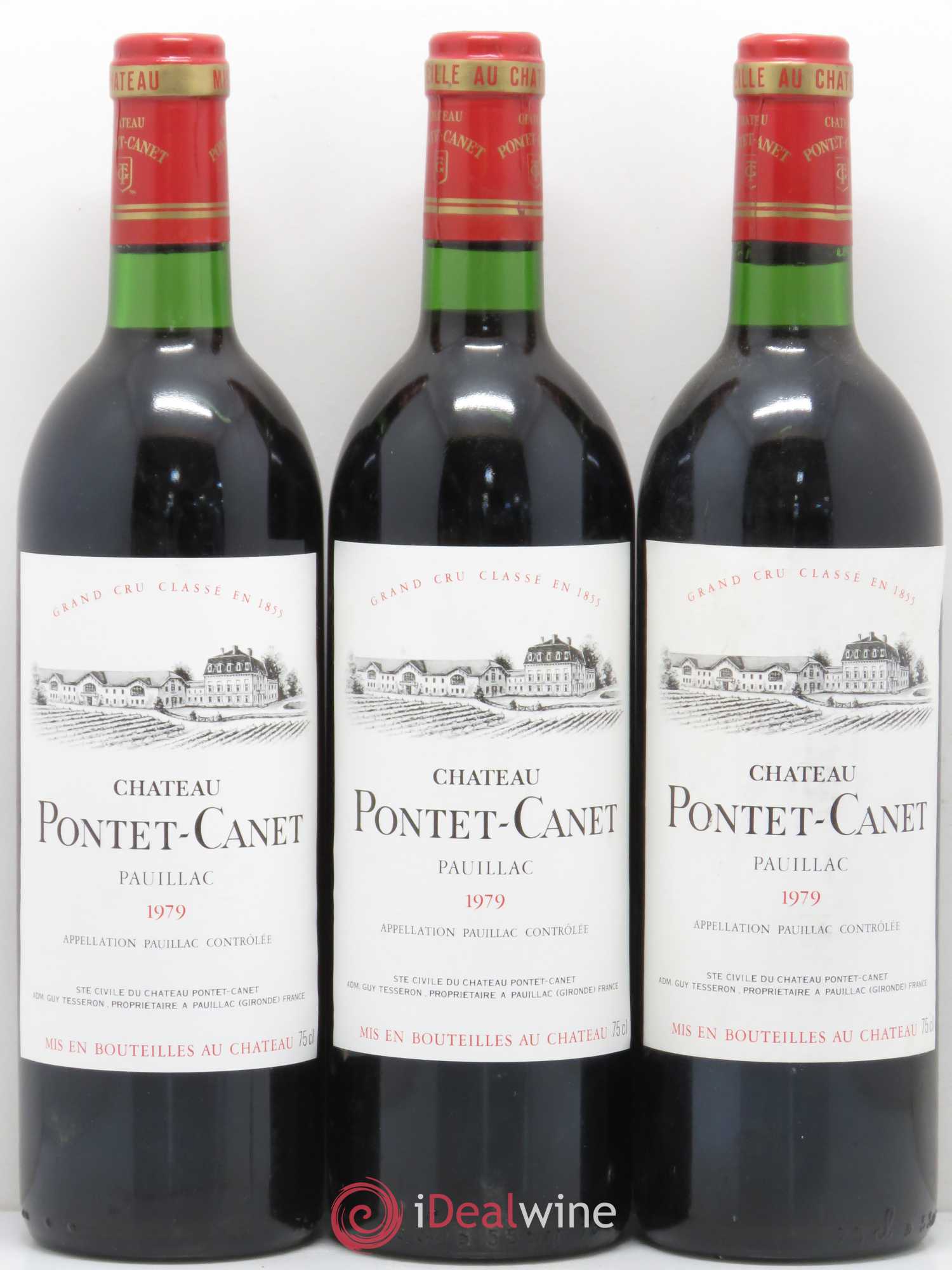 Château Pontet Canet 5ème Grand Cru Classé 1979 - Lot de 3 bouteilles - 0