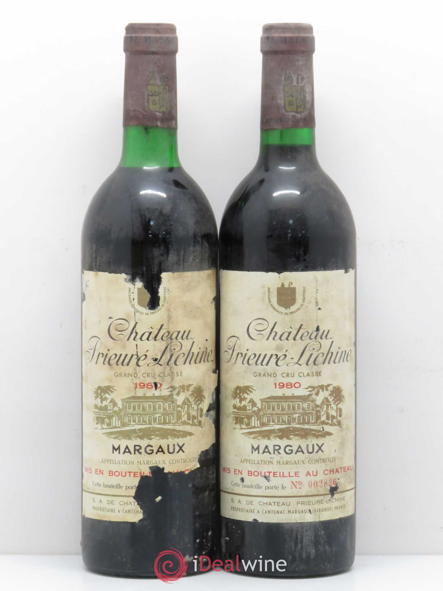 Château Prieuré Lichine 4ème Grand Cru Classé 1980 - Lot de 2 bouteilles - 0