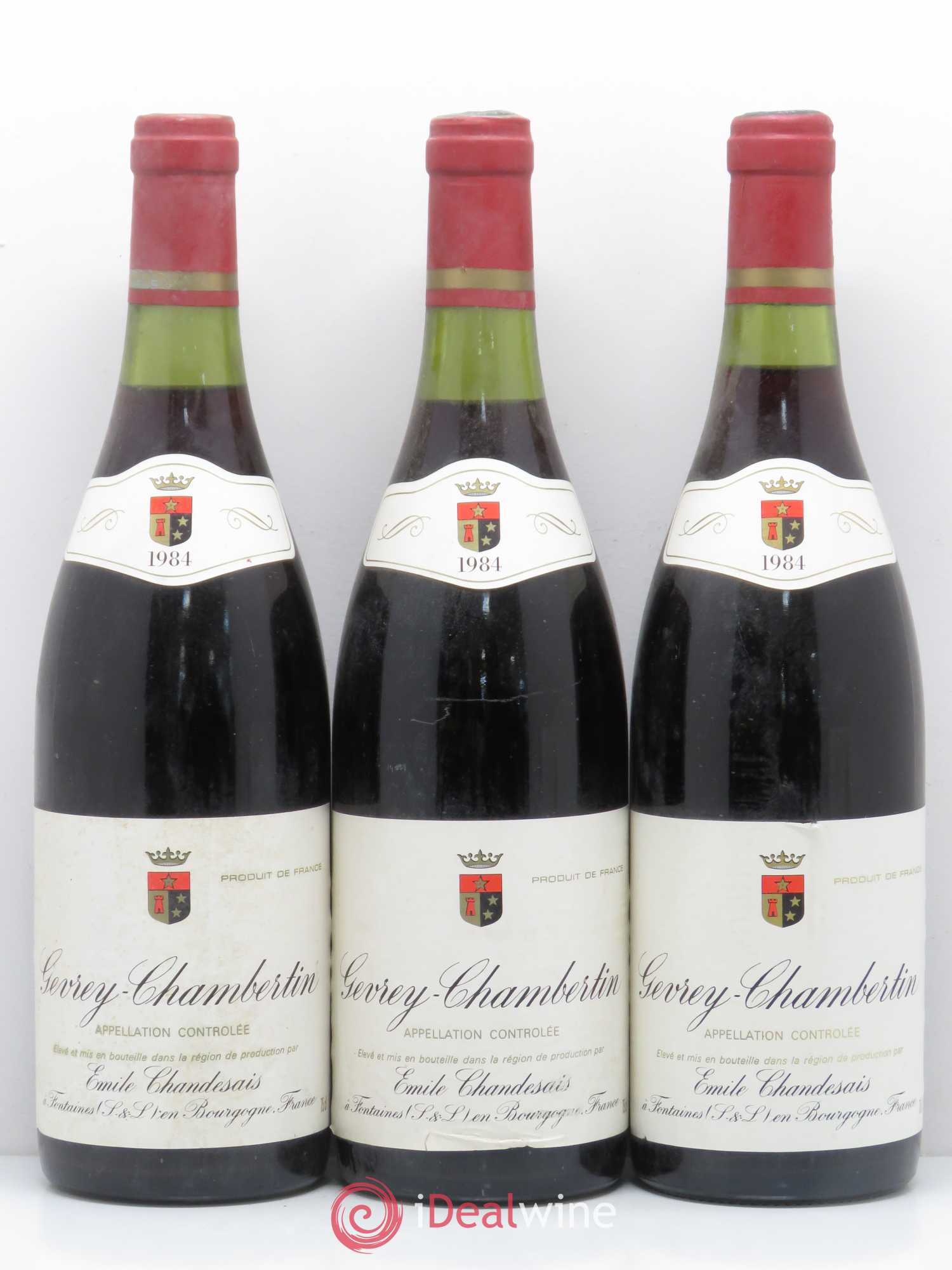 Gevrey-Chambertin émile Chandesais 1984 - Posten von 3 Flaschen - 0
