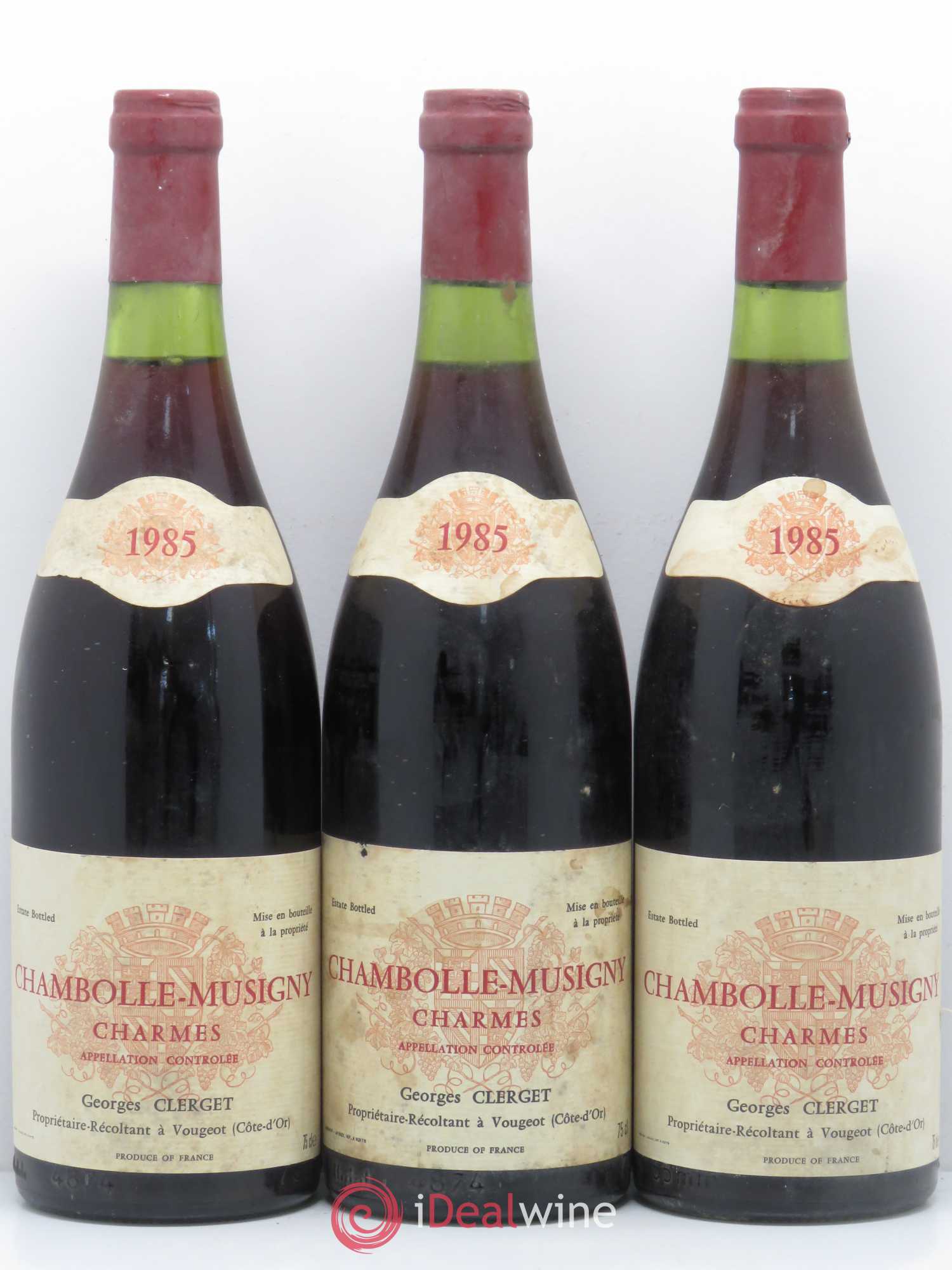 Chambolle-Musigny 1er Cru Les Charmes Georges Clerget 1985 - Posten von 3 Flaschen - 0