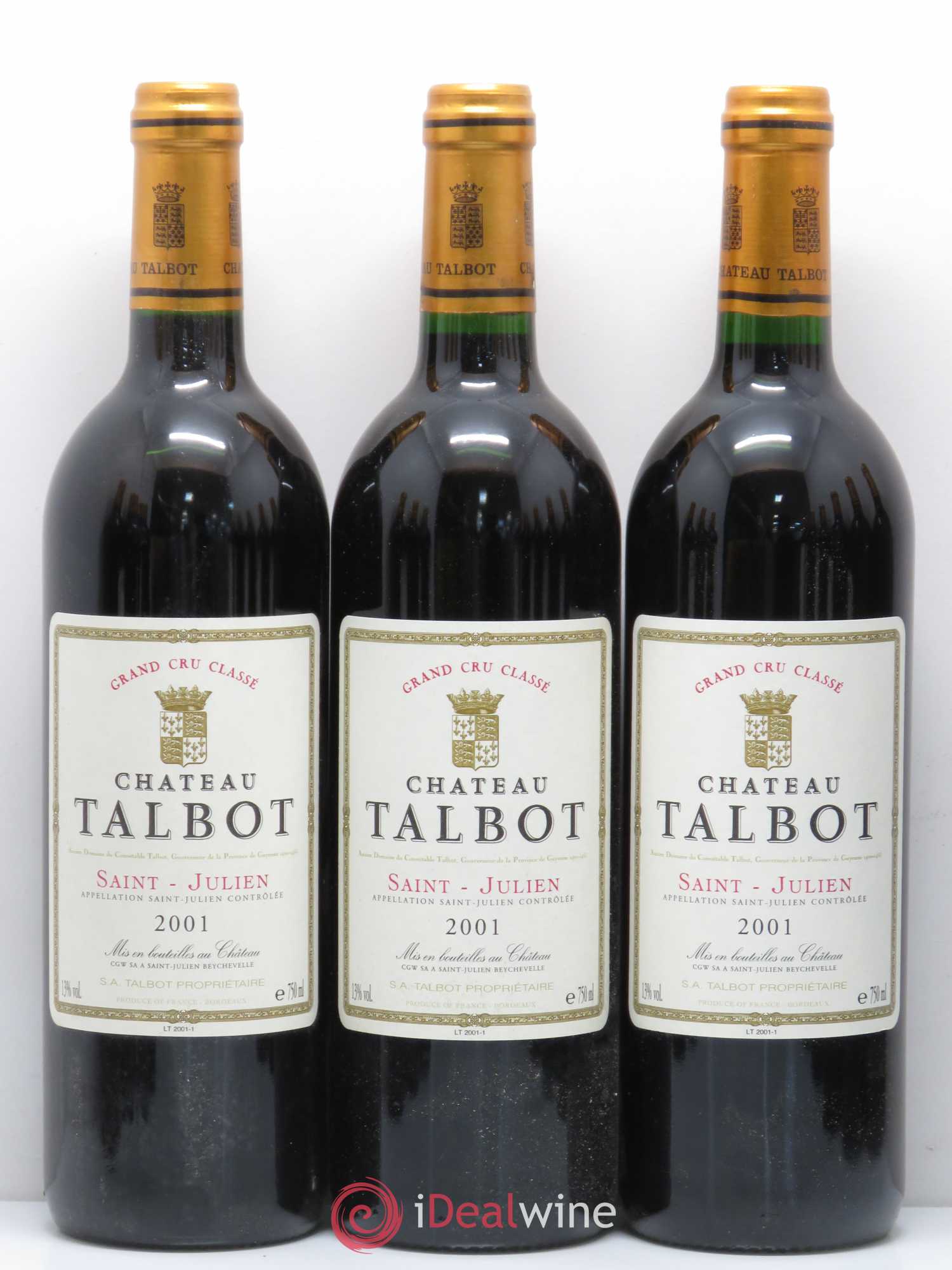 Château Talbot 4ème Grand Cru Classé 2001 - Lot de 12 bouteilles - 1