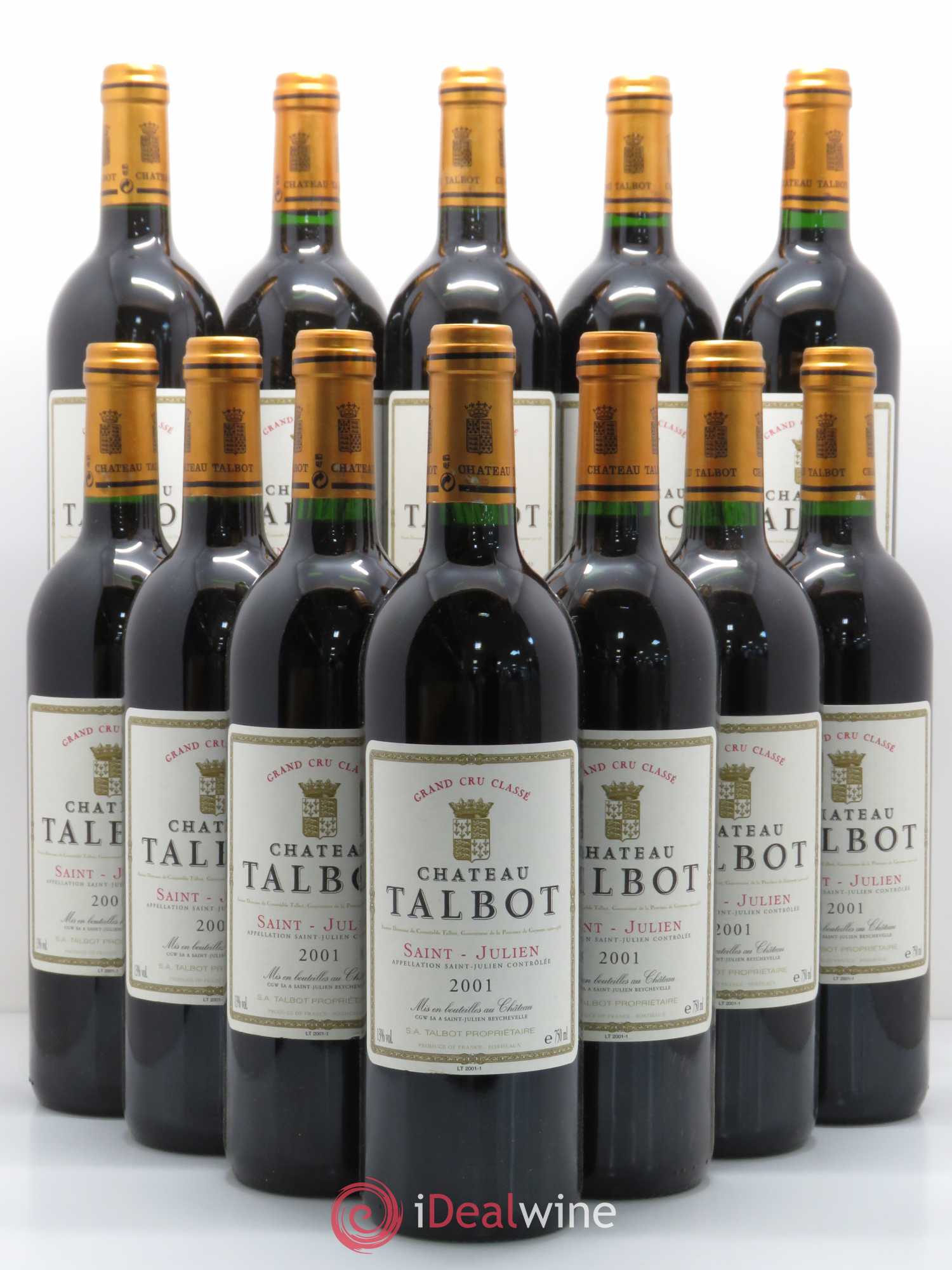 Château Talbot 4ème Grand Cru Classé 2001 - Lot de 12 bouteilles - 0