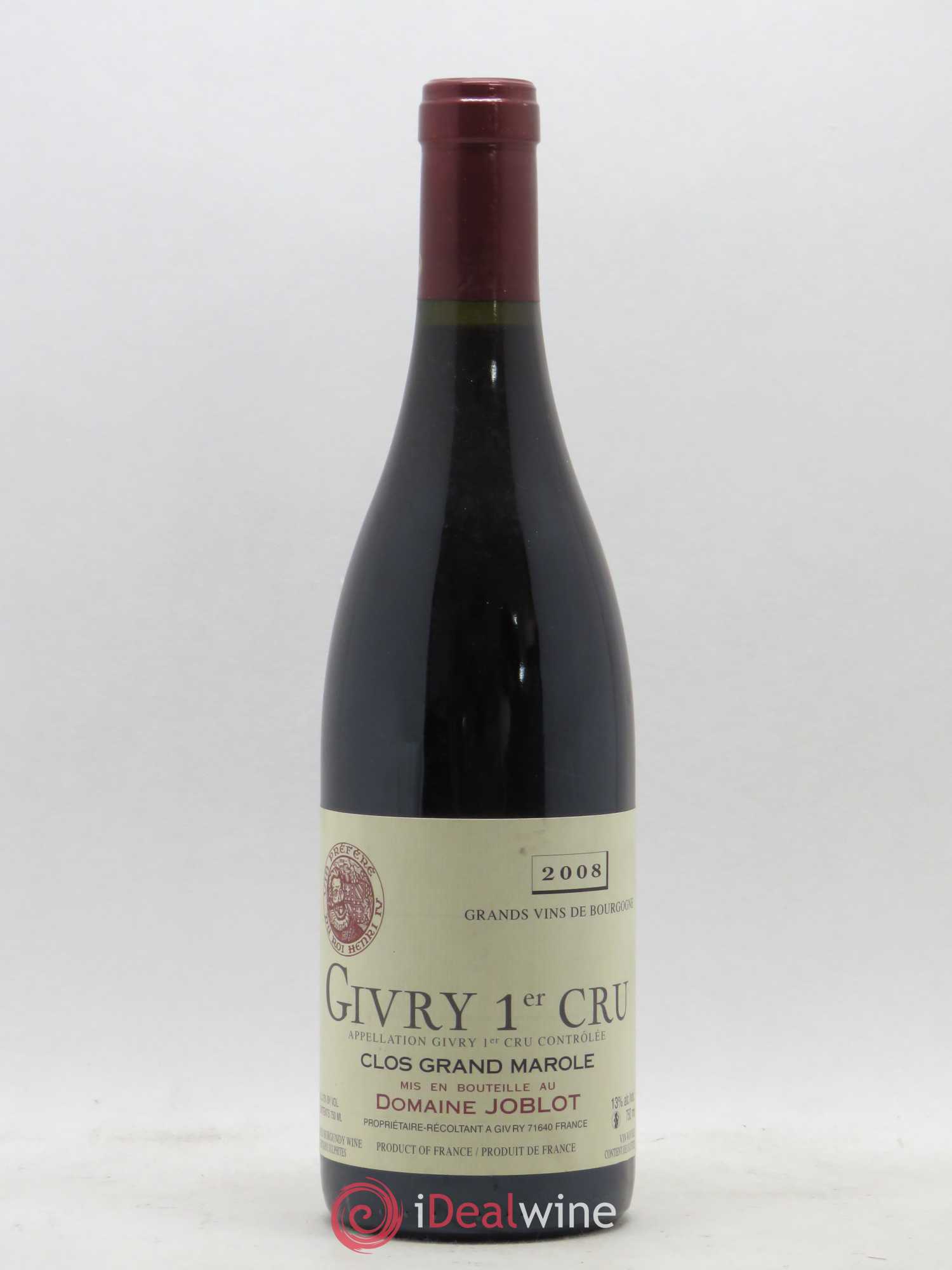 Givry 1er Cru Clos Marole Joblot (Domaine) 2008 - Lot de 1 bouteille - 0
