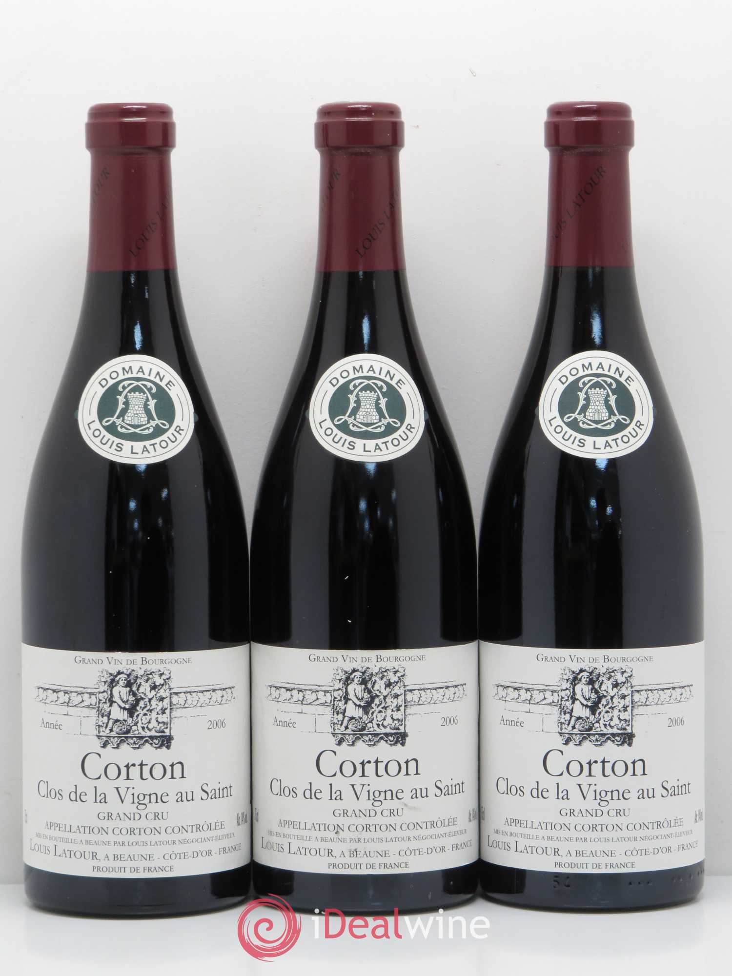 Corton Grand Cru Clos de la vigne au Saint Louis Latour 2006 - Lot de 3 bouteilles - 0