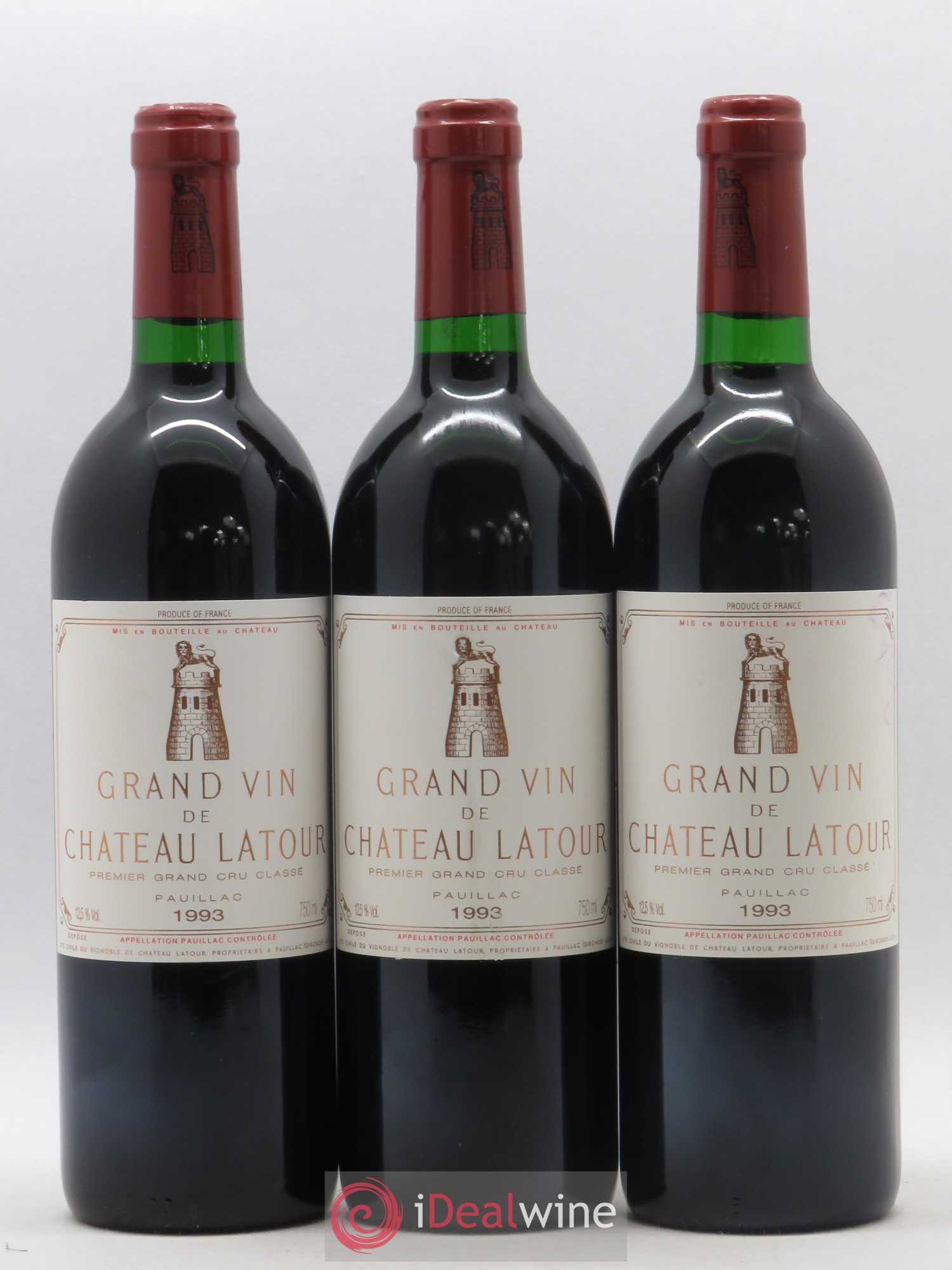 Château Latour 1er Grand Cru Classé 1993 - Lot de 3 bouteilles - 0