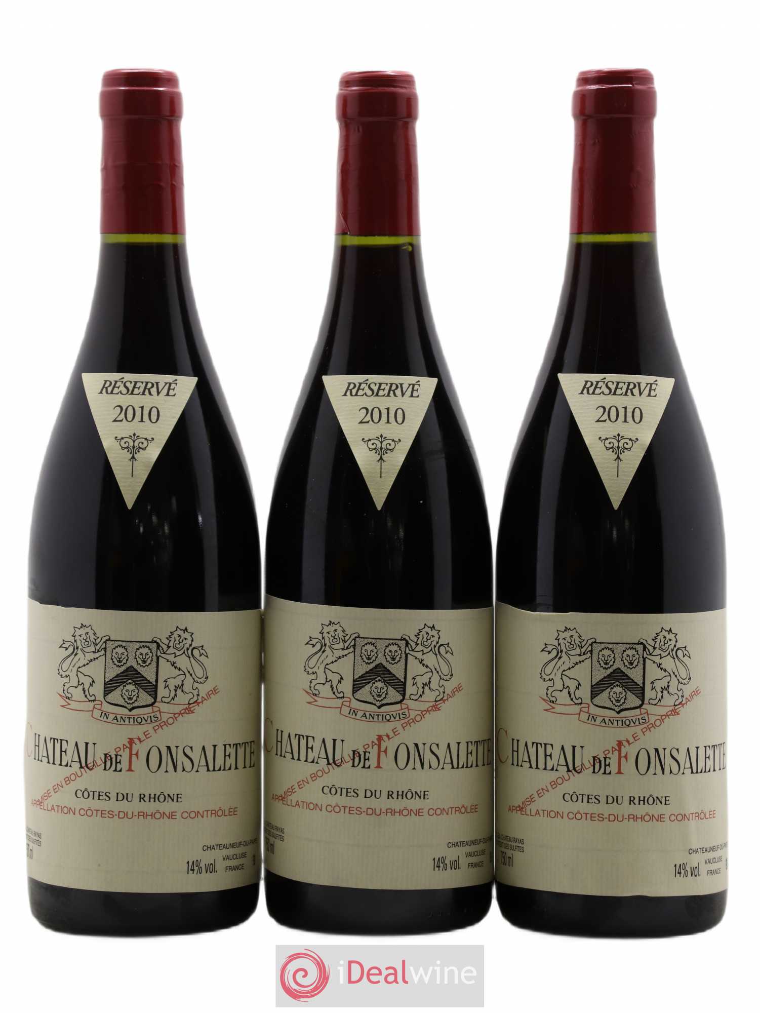 Côtes-du-Rhône Château de Fonsalette Emmanuel Reynaud 2010 - Lot de 3 bouteilles - 0