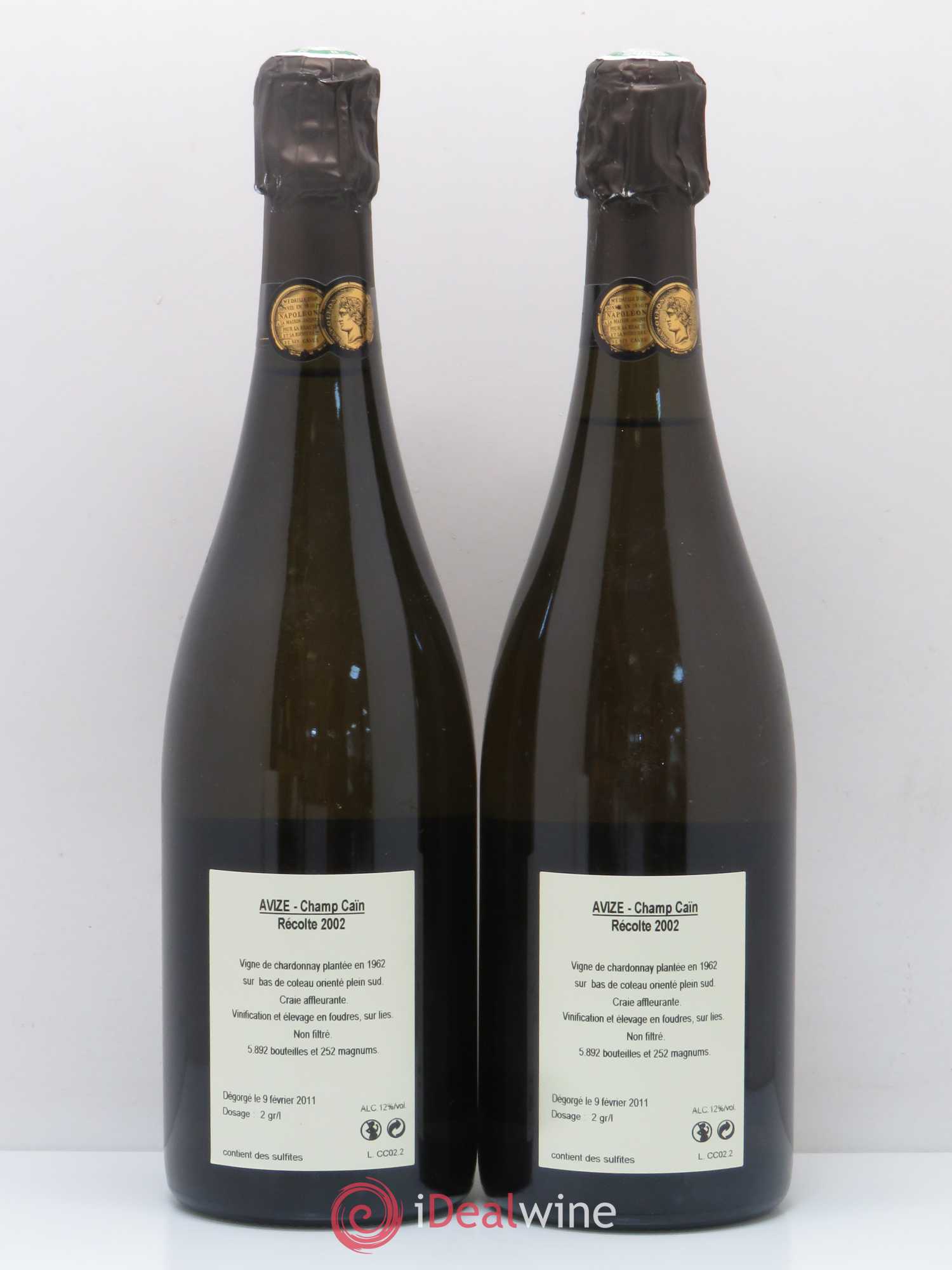 Avize Champ Caïn Extra-Brut Jacquesson 2002 - Lot de 2 bouteilles - 1