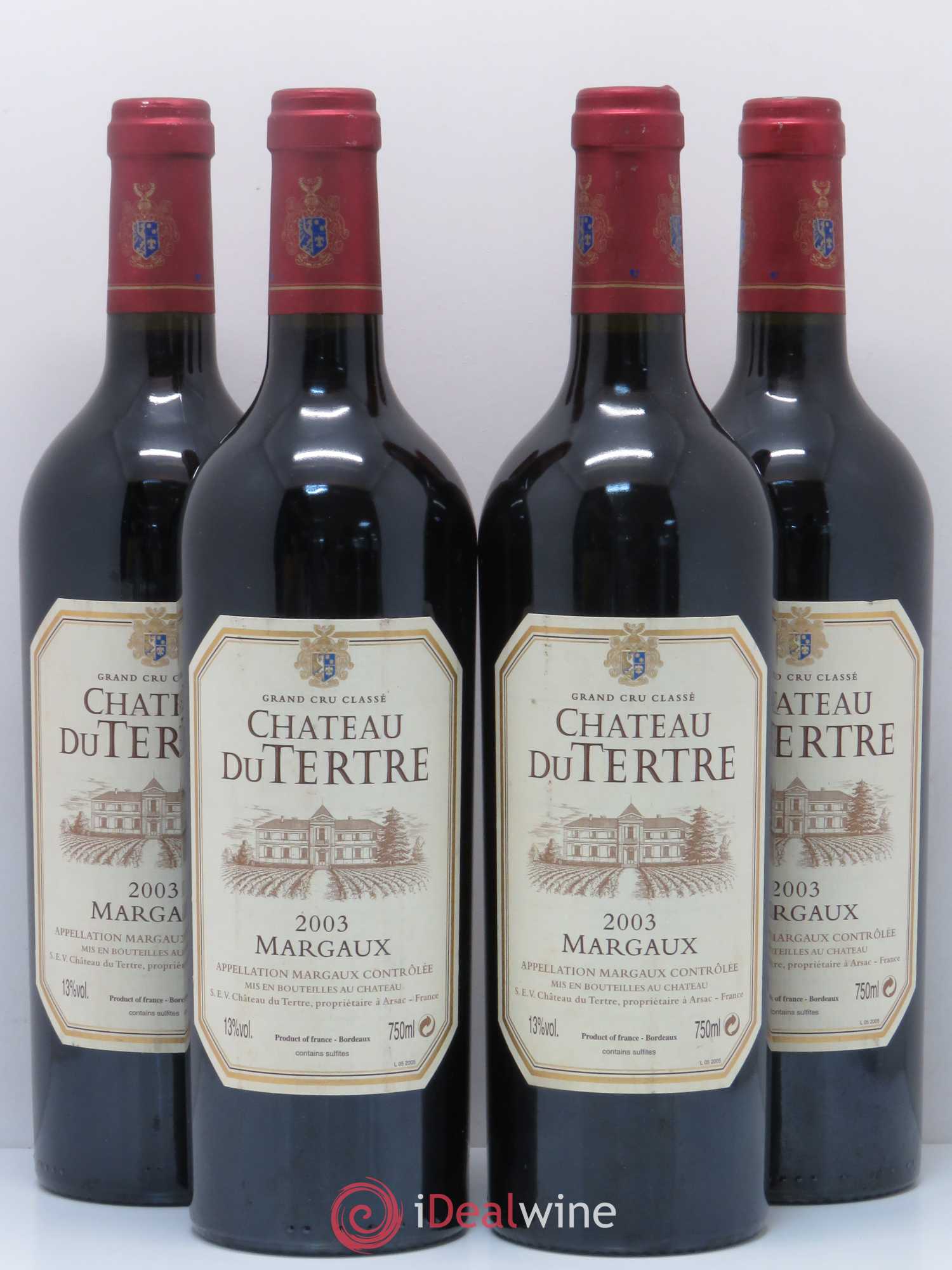 Château du Tertre 5ème Grand Cru Classé 2003 - Lot de 4 bouteilles - 0