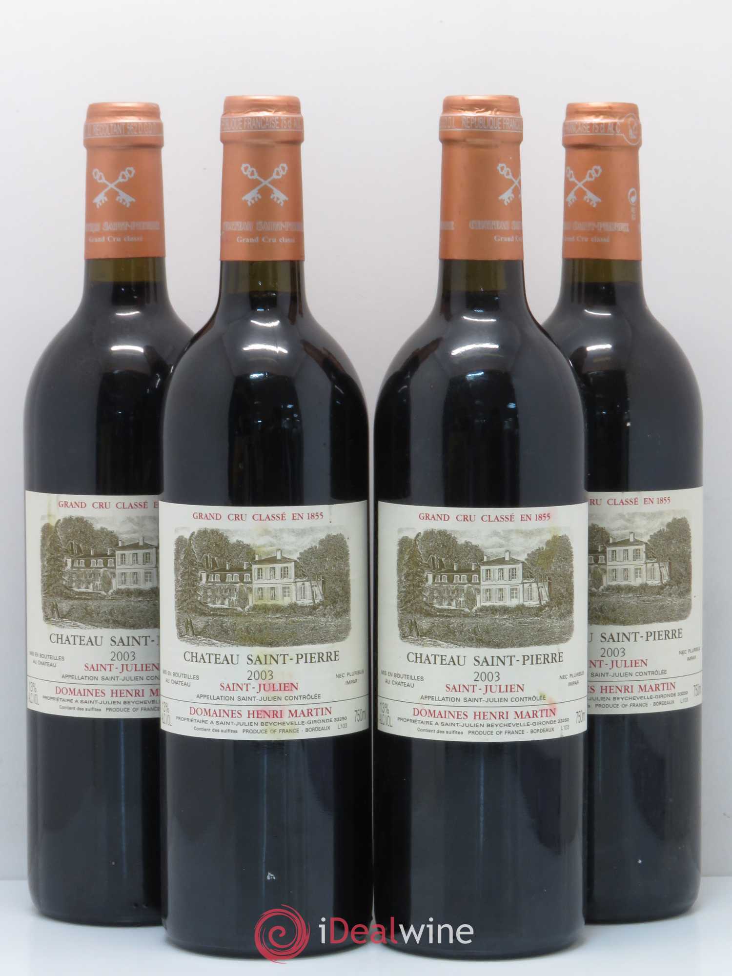 Château Saint-Pierre 4ème Grand Cru Classé 2003 - Lot de 4 bouteilles - 0