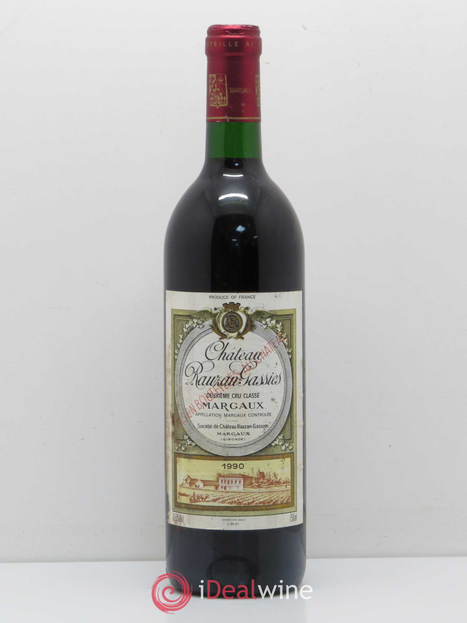 Château Rauzan-Gassies 2ème Grand Cru Classé 1990 - Lot de 1 bouteille - 0