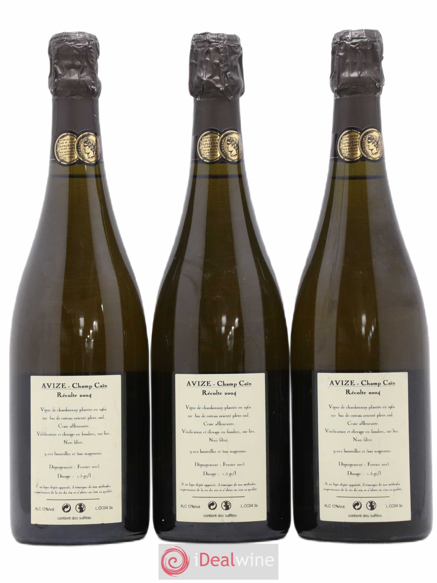 Avize Champ Caïn Extra-Brut Jacquesson 2004 - Lot de 3 bouteilles - 1