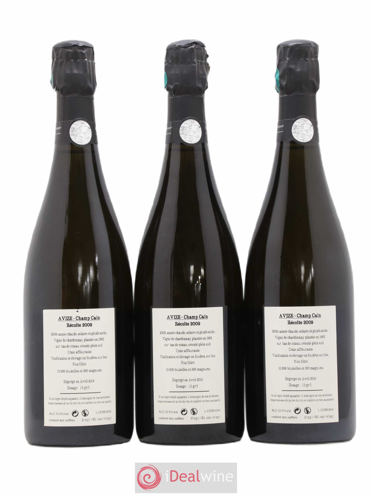 Avize Champ Caïn Extra-Brut Jacquesson 2009 - Lot de 3 bouteilles - 1
