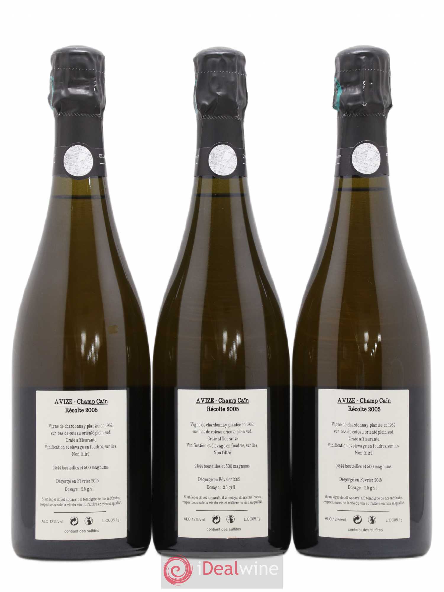 Avize Champ Caïn Extra-Brut Jacquesson 2005 - Lot de 3 bouteilles - 1