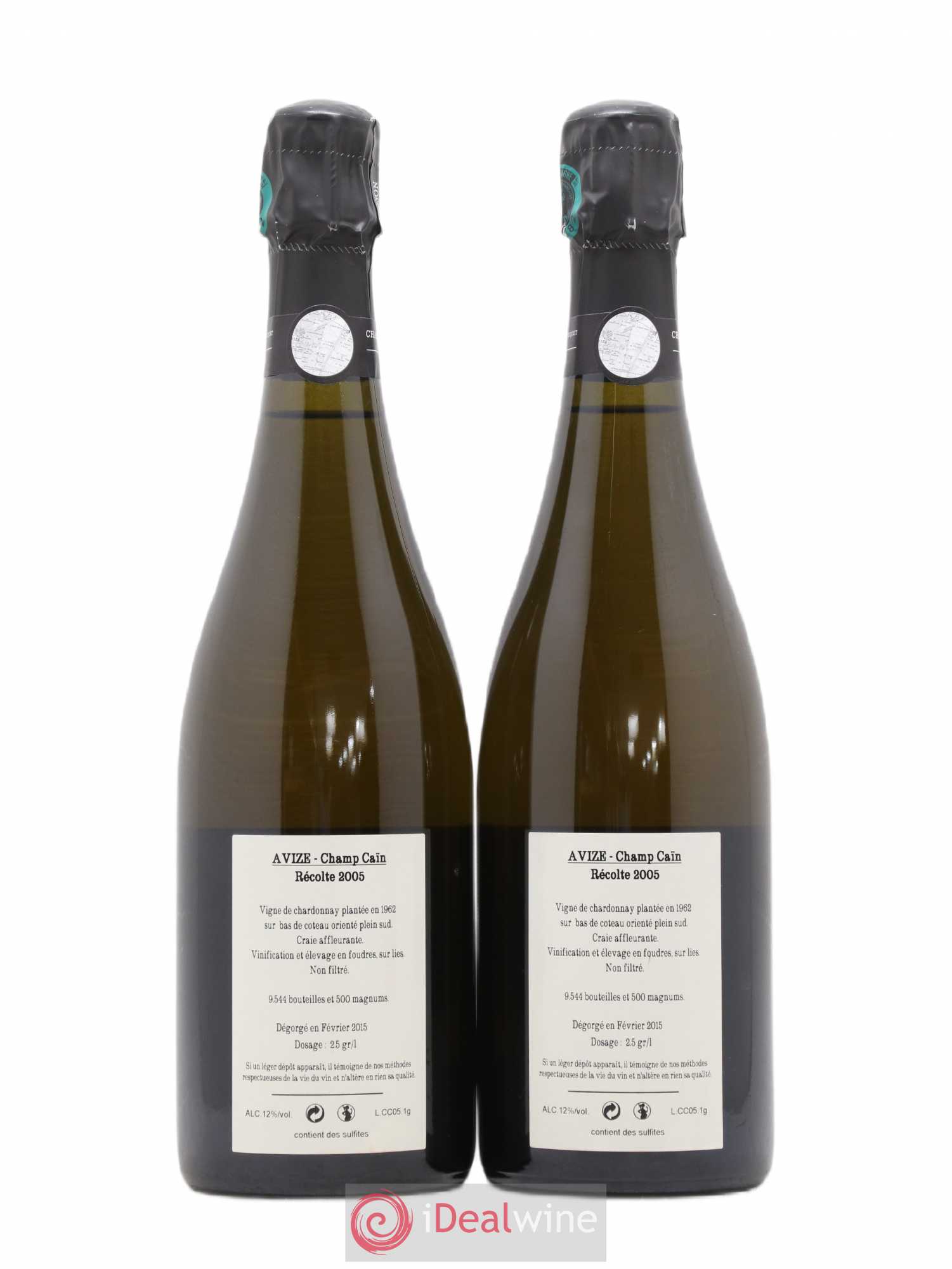 Avize Champ Caïn Extra-Brut Jacquesson 2005 - Lot de 2 bouteilles - 1