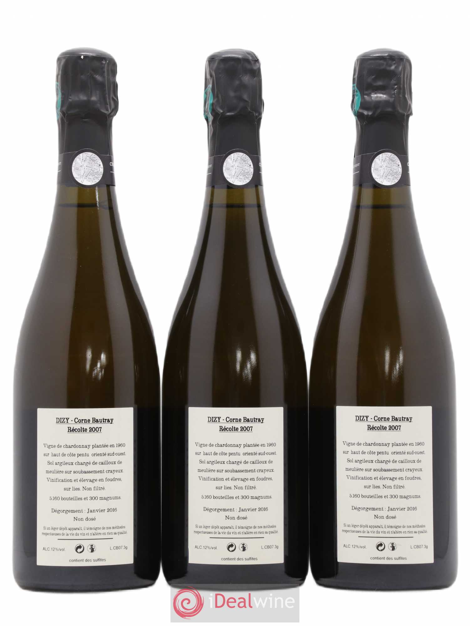 Dizy Corne Bautray Extra-Brut Jacquesson 2007 - Lot de 3 bouteilles - 1