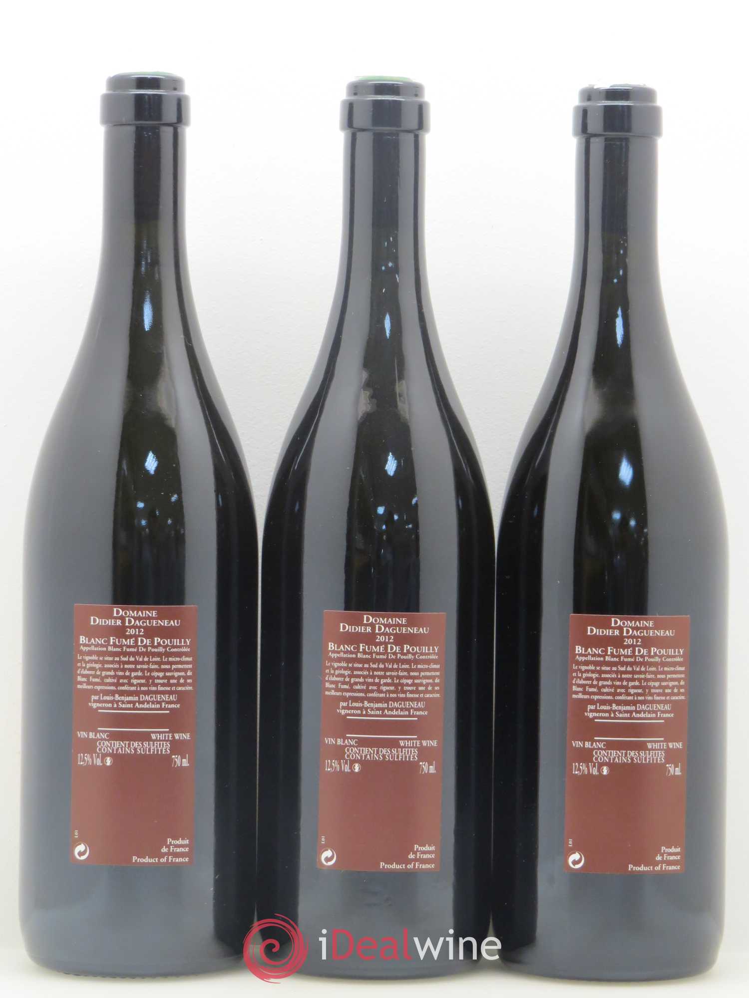 Vin de France (anciennement Pouilly-Fumé) Pur Sang Dagueneau (Domaine Didier - Louis-Benjamin) 2012 - Lot de 3 bouteilles - 1