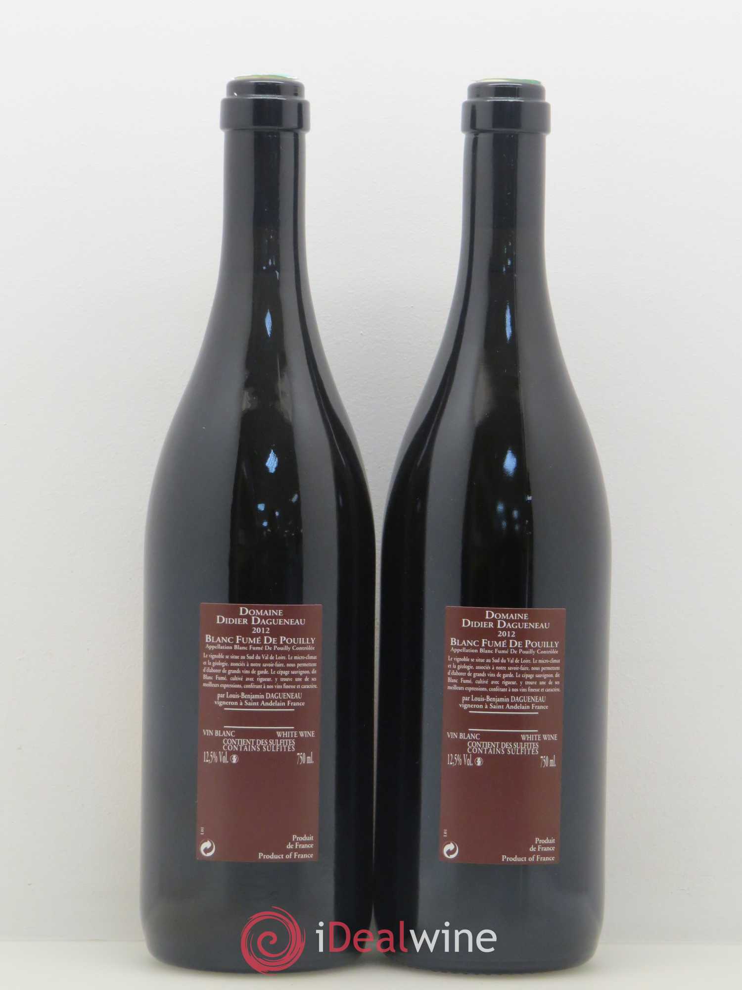 Vin de France (anciennement Pouilly-Fumé) Pur Sang Dagueneau (Domaine Didier - Louis-Benjamin) 2012 - Lot de 2 bouteilles - 1