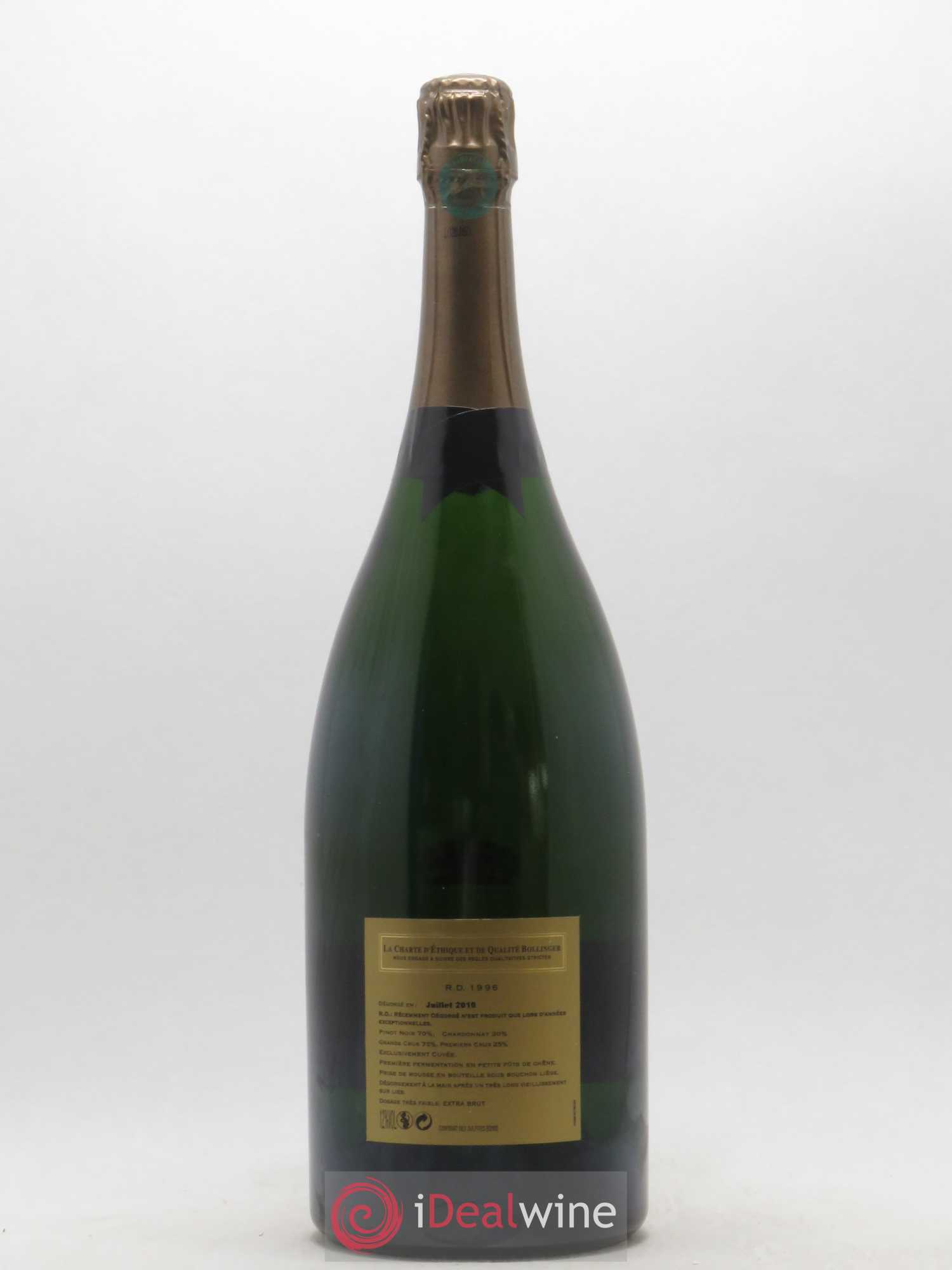 R.D. Extra-Brut Bollinger 1996 - Lot de 1 magnum - 1