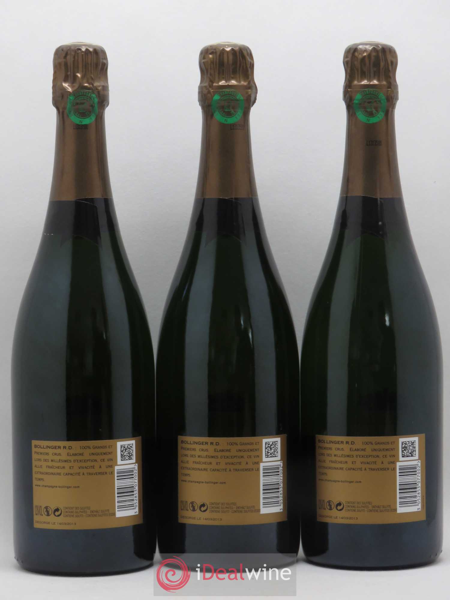 R.D. Extra-Brut Bollinger 1995 - Lot de 3 bouteilles - 1