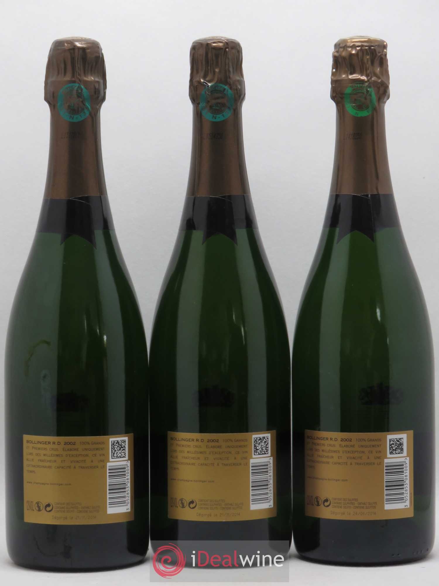 R.D. Extra-Brut Bollinger 2002 - Lot de 3 bouteilles - 1