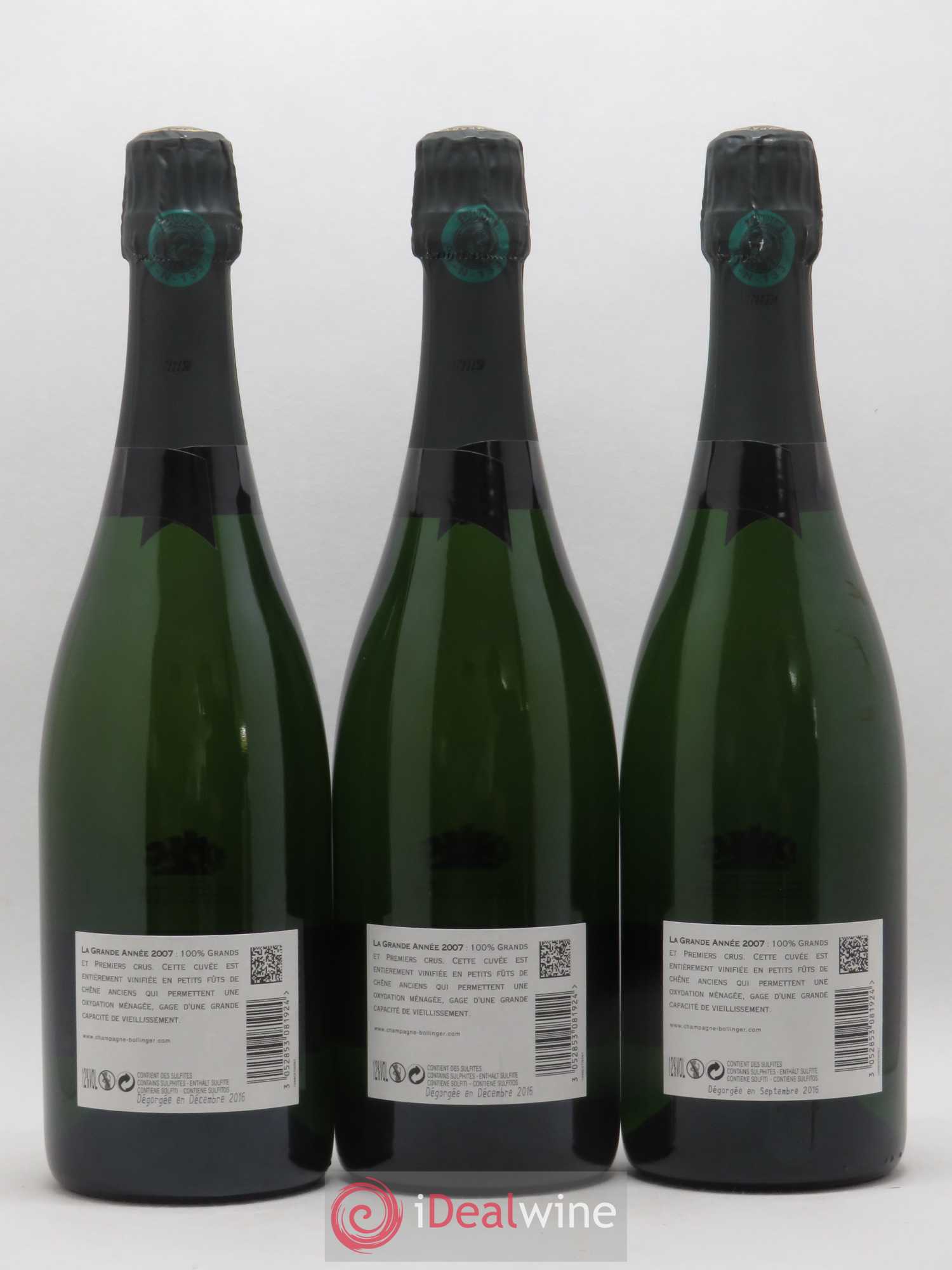 La Grande Année Brut Bollinger 2007 - Lot de 3 bouteilles - 1