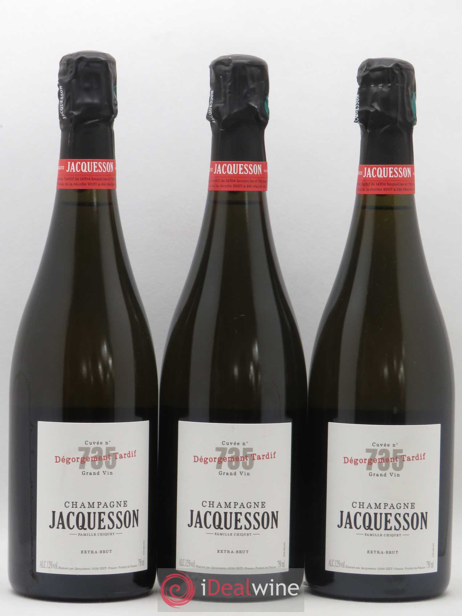 Cuvée 735 DT (Dégorgement Tardif) Extra-Brut Jacquesson - Lot de 3 bouteilles - 0