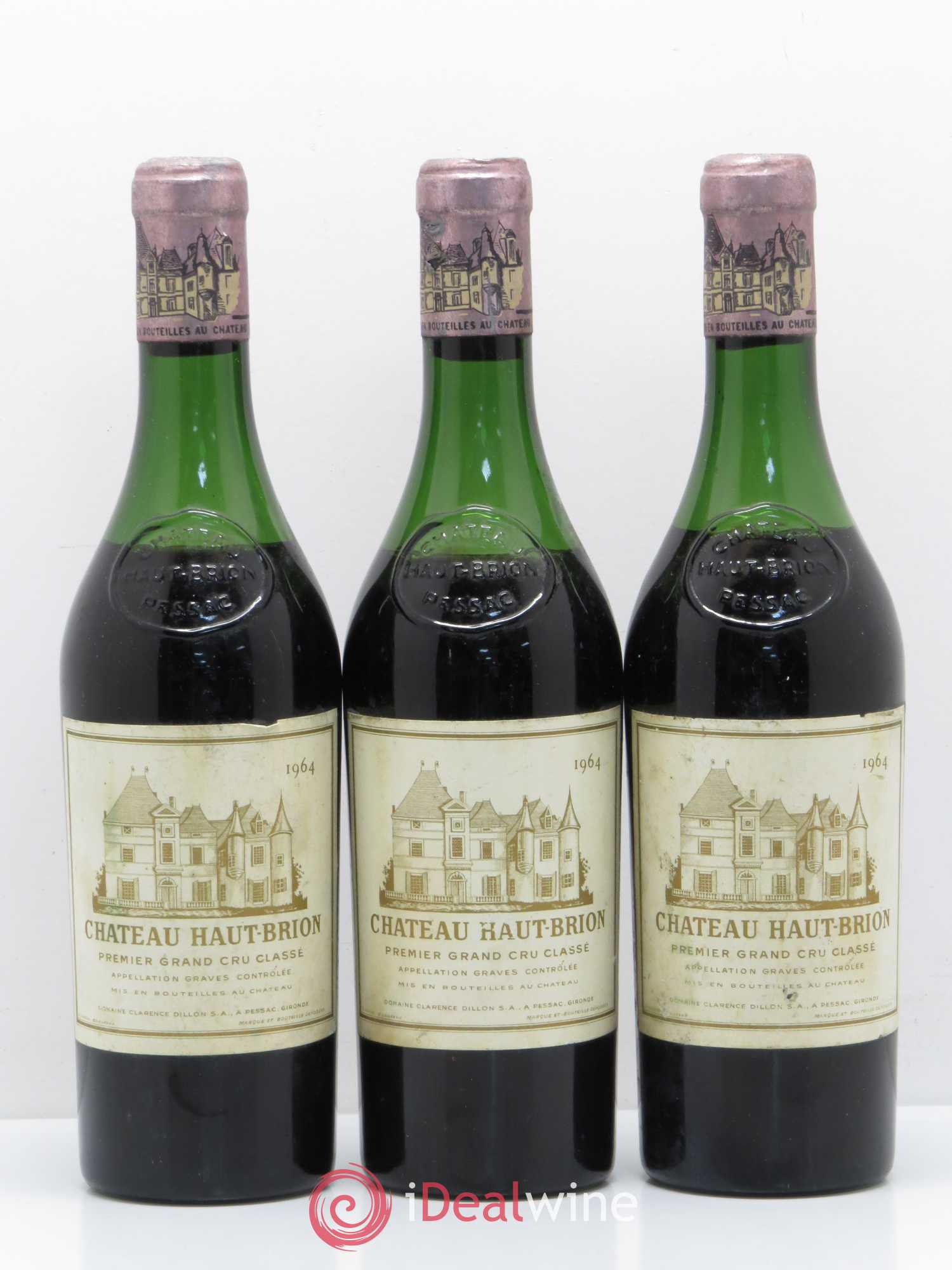 Château Haut Brion 1er Grand Cru Classé 1964 - Lot de 3 demi bouteilles - 0