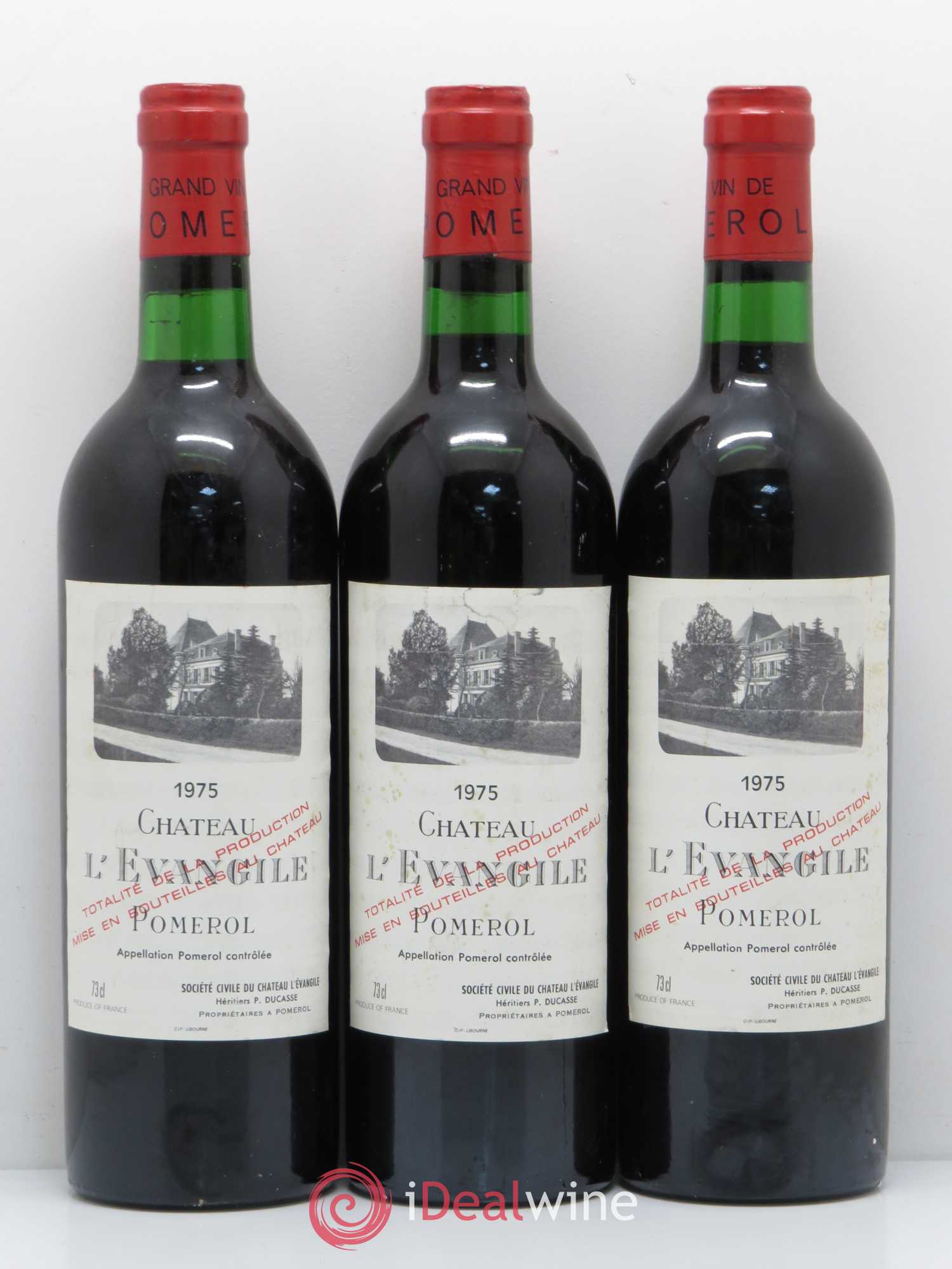 Château l' Évangile 1975 - Lot de 3 bouteilles - 0