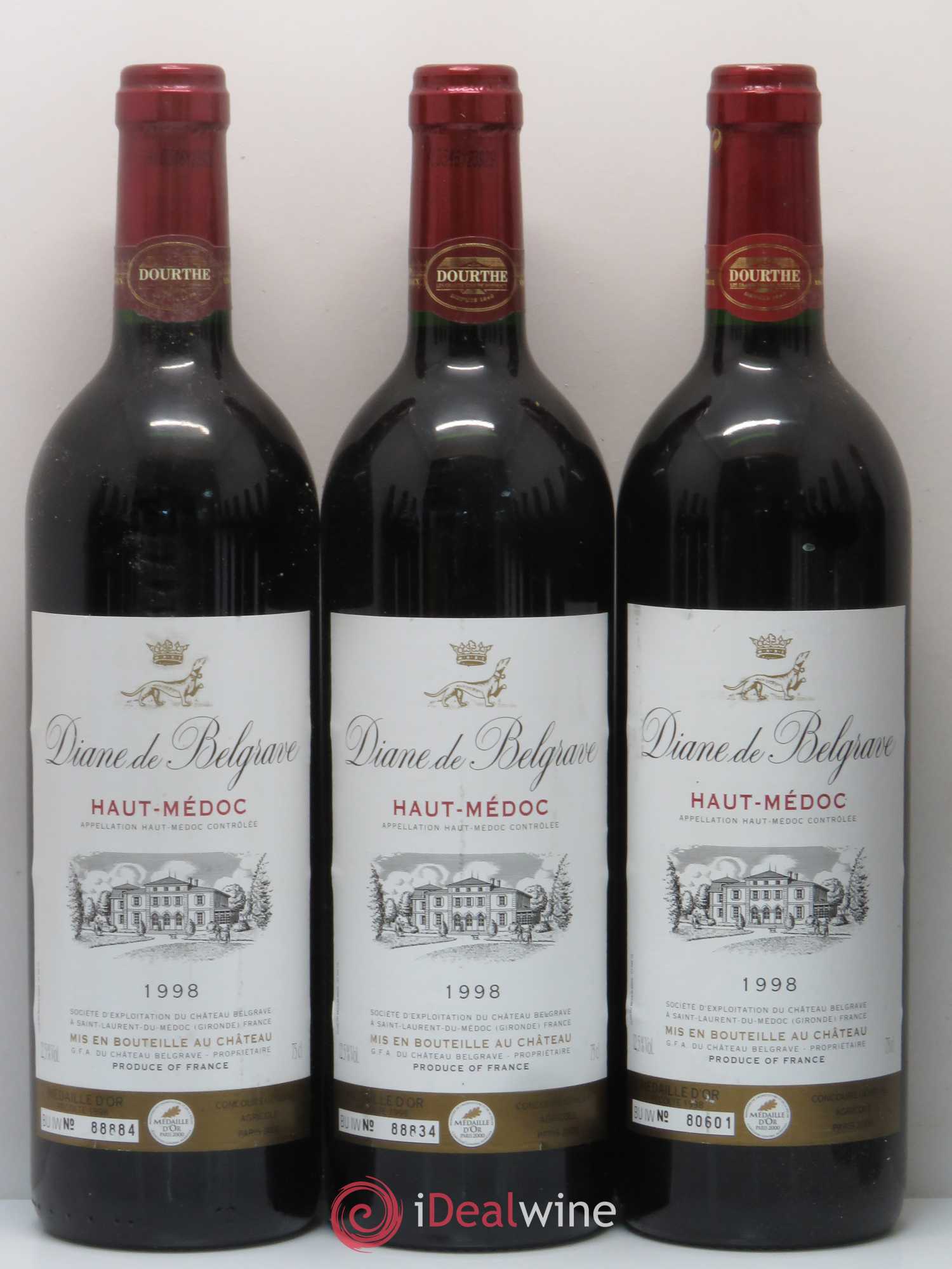 Haut Médoc Diane de Belgrave 1998 - Posten von 12 Flaschen - 1