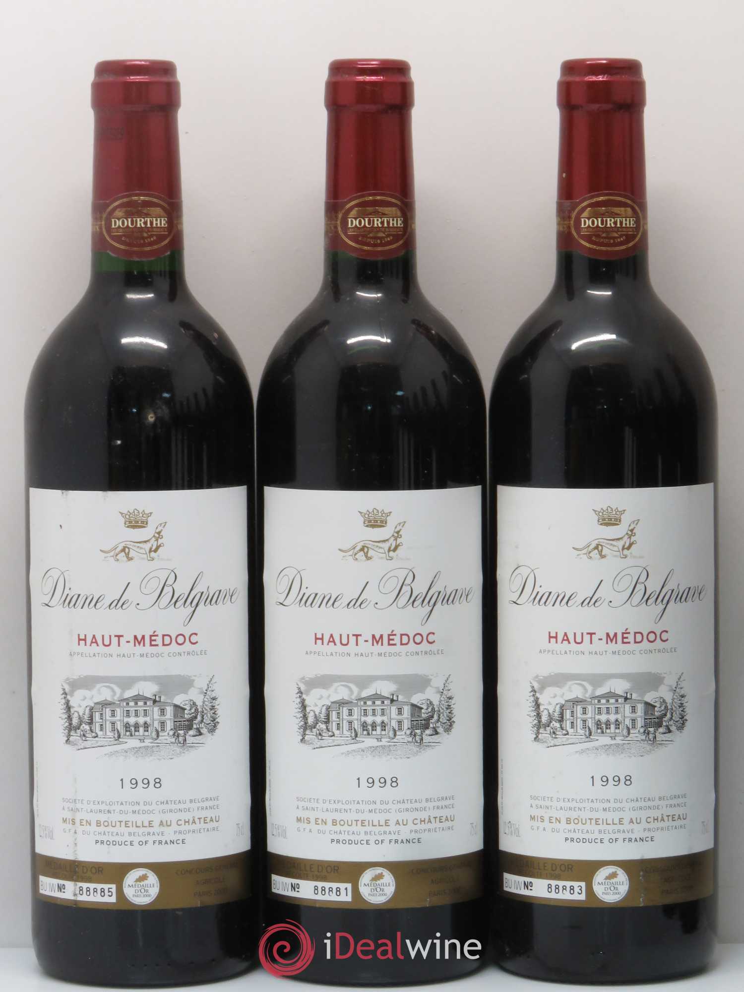 Haut Médoc Diane de Belgrave 1998 - Posten von 12 Flaschen - 2
