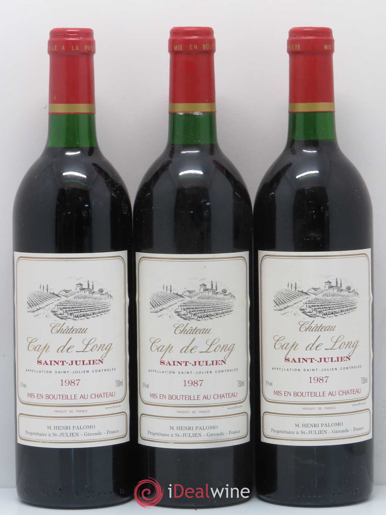 Saint-Julien Château Cap de Long 1987 - Lot de 3 bouteilles - 0