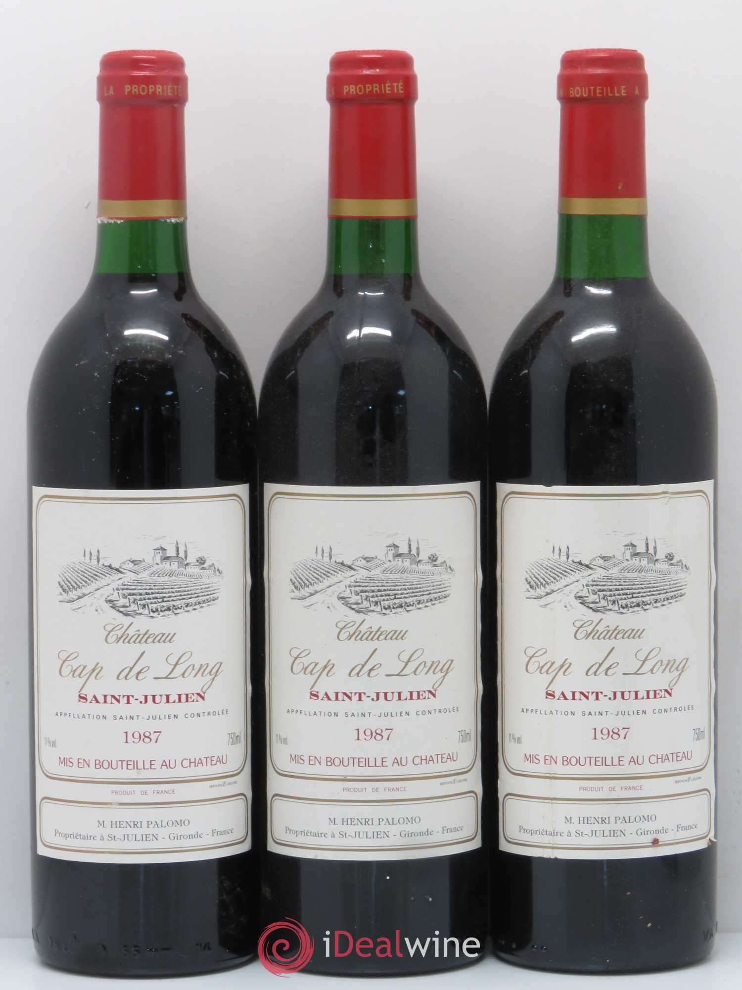 Saint-Julien Château Cap de Long 1987 - Lot de 3 bouteilles - 0