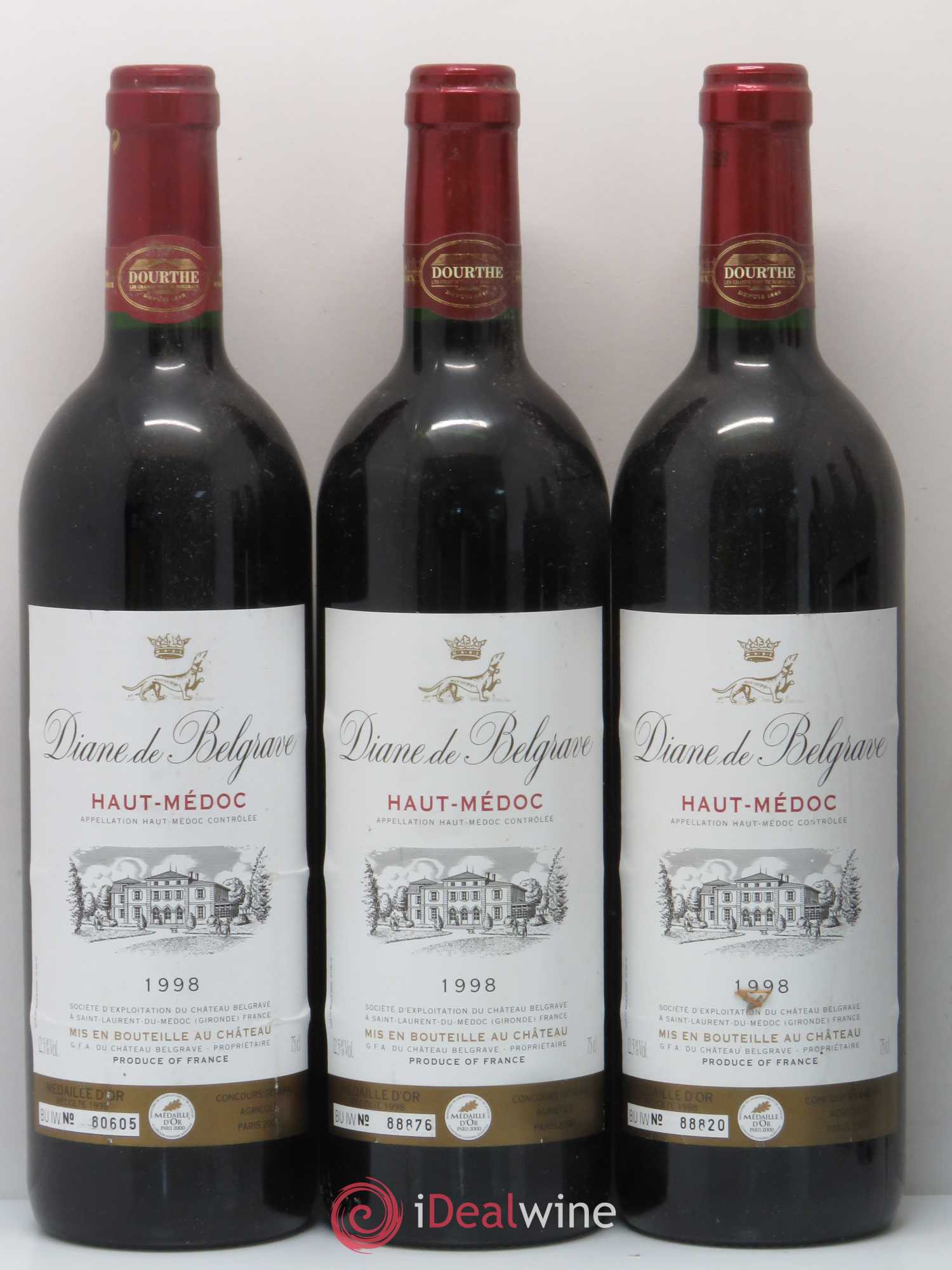 Haut Médoc Diane de Belgrave 1998 - Posten von 6 Flaschen - 1