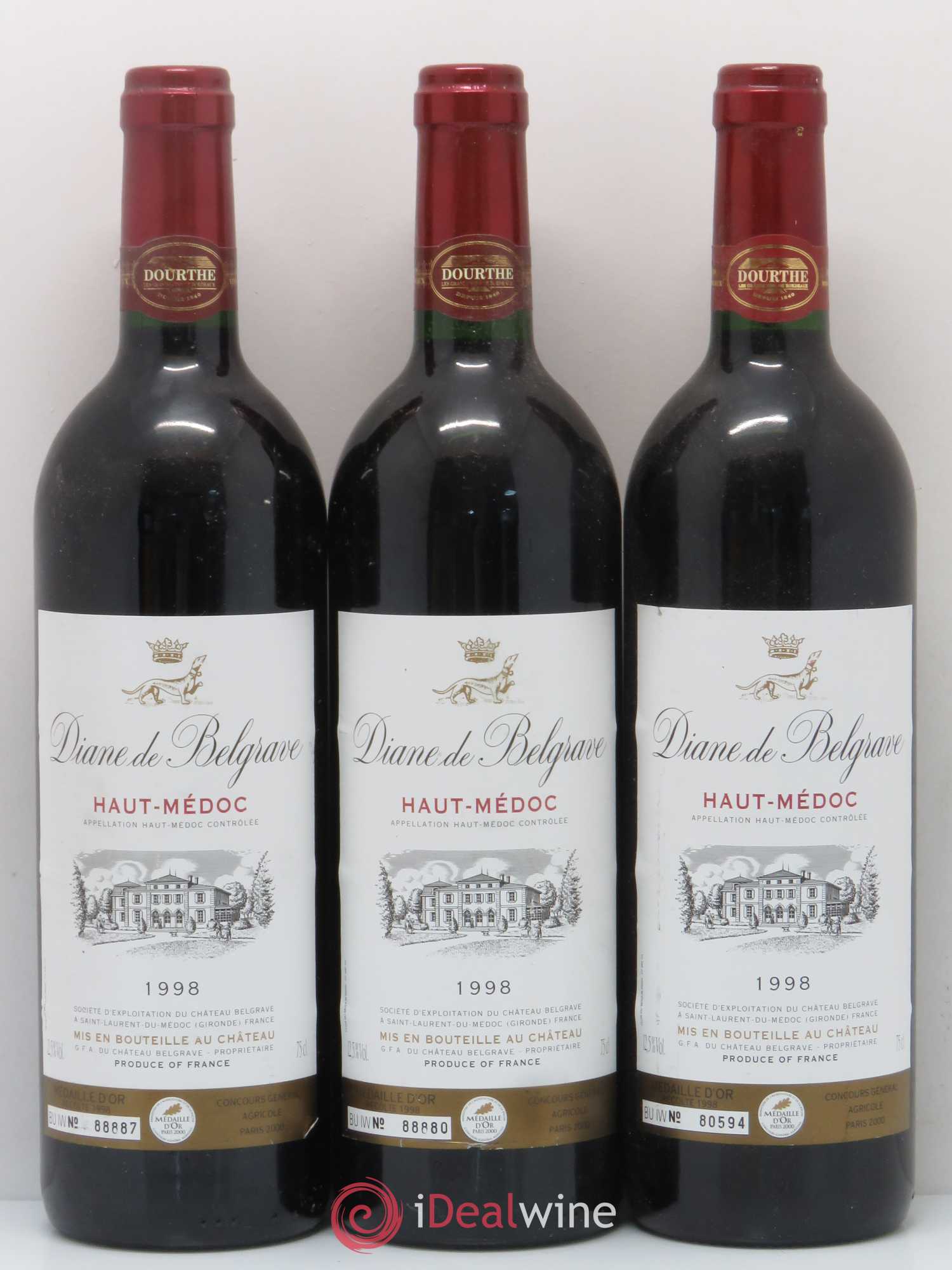 Haut Médoc Diane de Belgrave 1998 - Posten von 6 Flaschen - 2