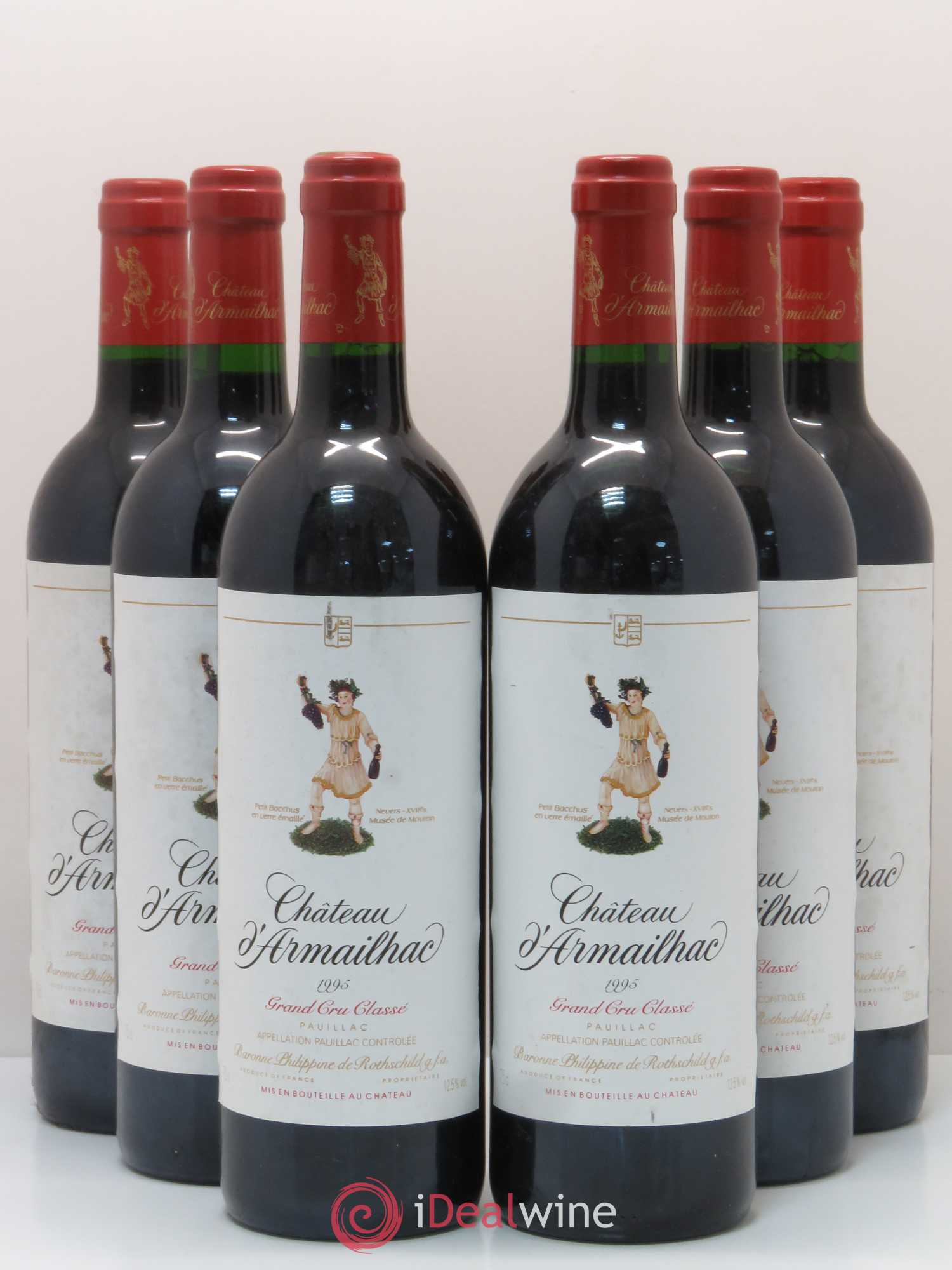 Château d' Armailhac - Mouton Baron(ne) Philippe 5ème Grand Cru Classé 1995 - Lot de 6 bouteilles - 0