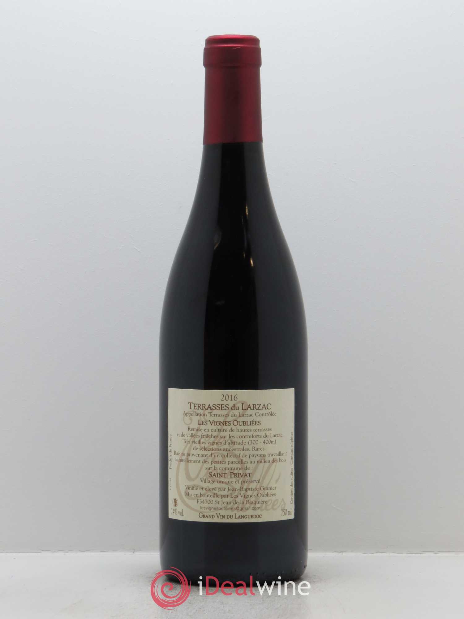 Terrasses du Larzac Les Vignes Oubliées Jean-Baptiste Granier 2016 - Lot de 1 bouteille - 1