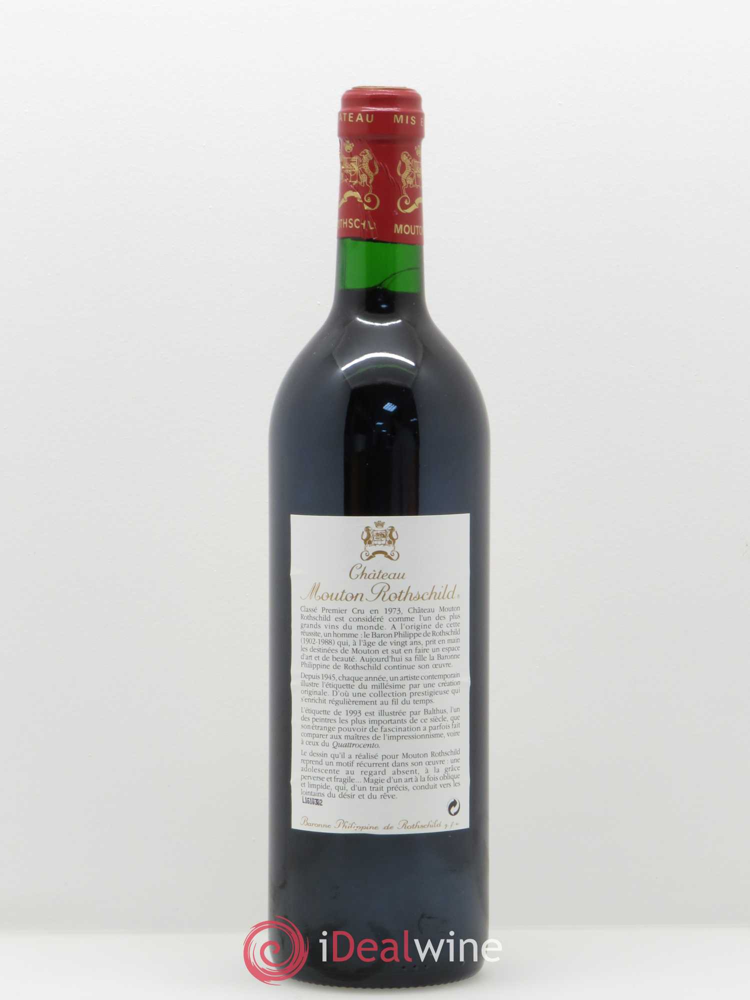 Château Mouton Rothschild 1er Grand Cru Classé 1993 - Lot de 1 bouteille - 1