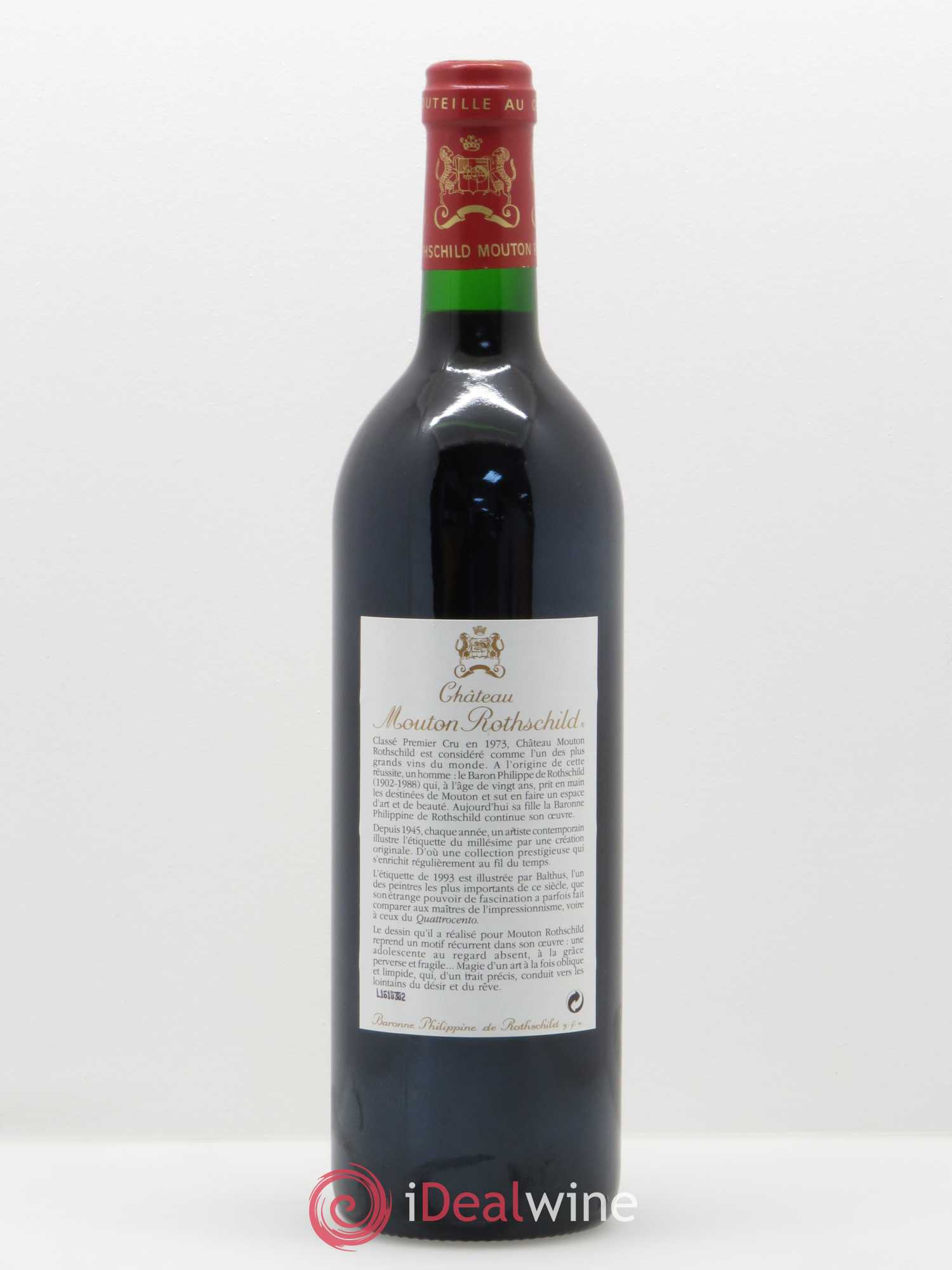 Château Mouton Rothschild 1er Grand Cru Classé 1993 - Lot de 1 bouteille - 1