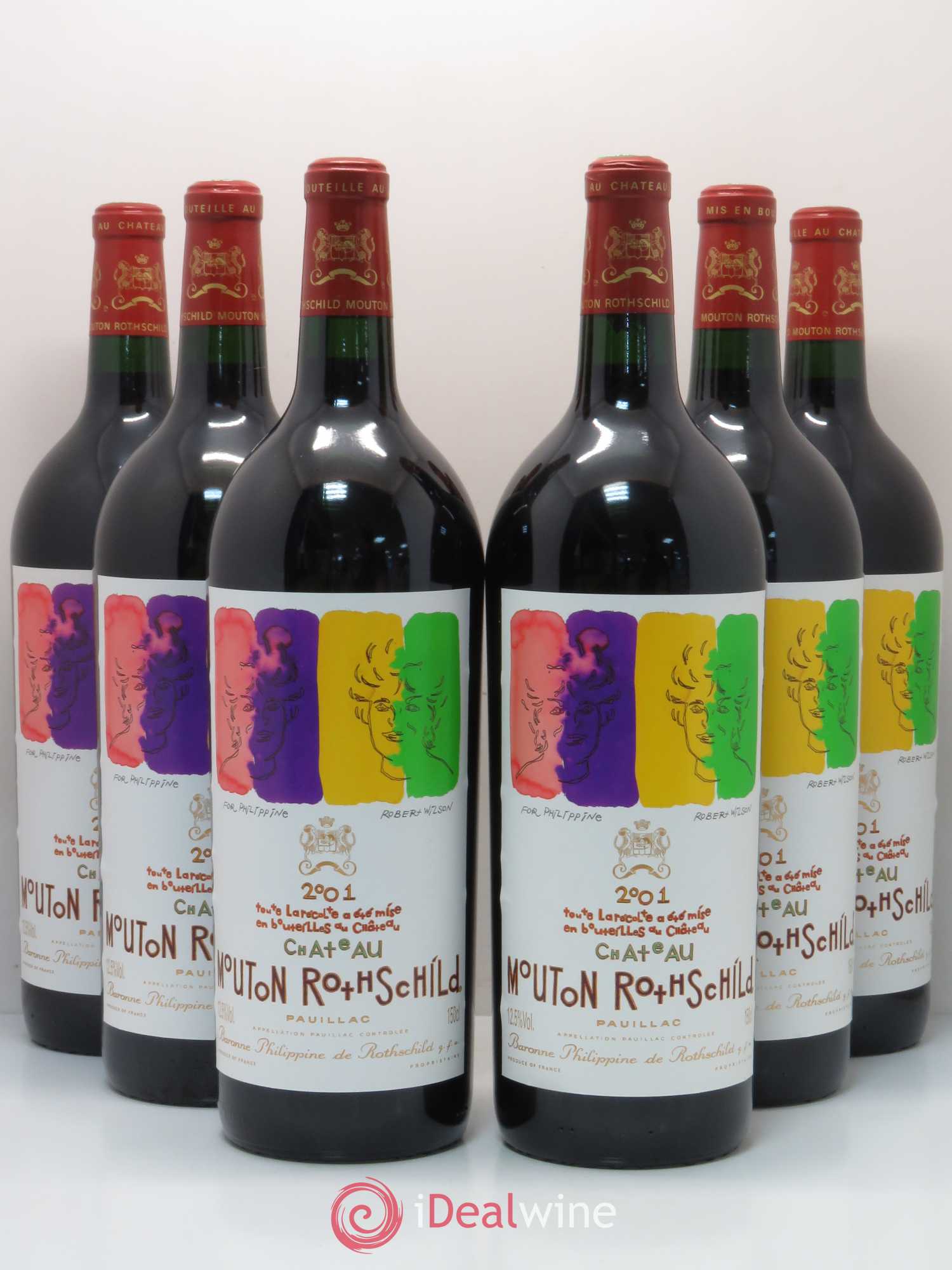 Château Mouton Rothschild 1er Grand Cru Classé 2001 - Lot de 6 magnums - 0