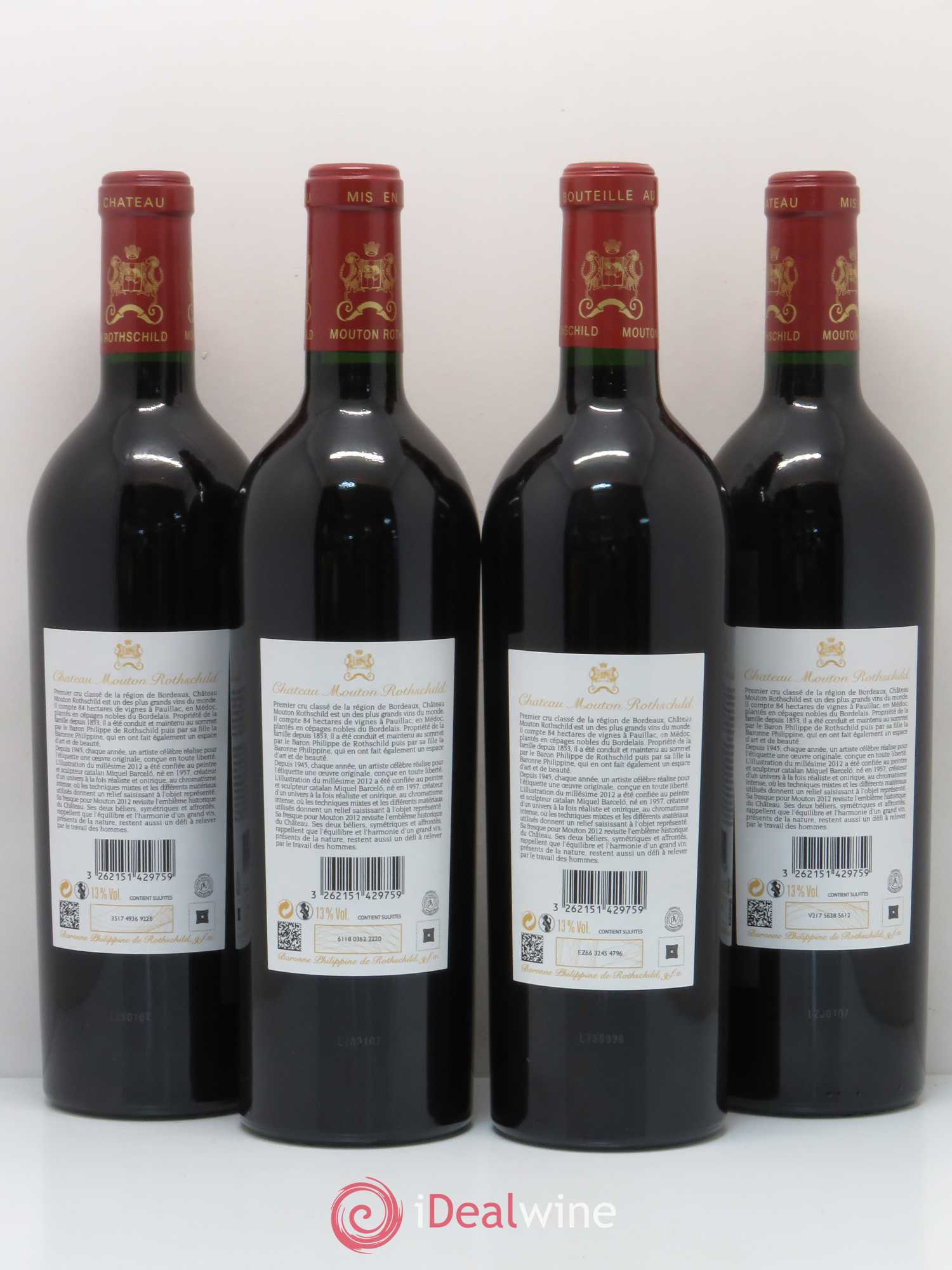 Château Mouton Rothschild 1er Grand Cru Classé 2012 - Lot de 4 bouteilles - 1