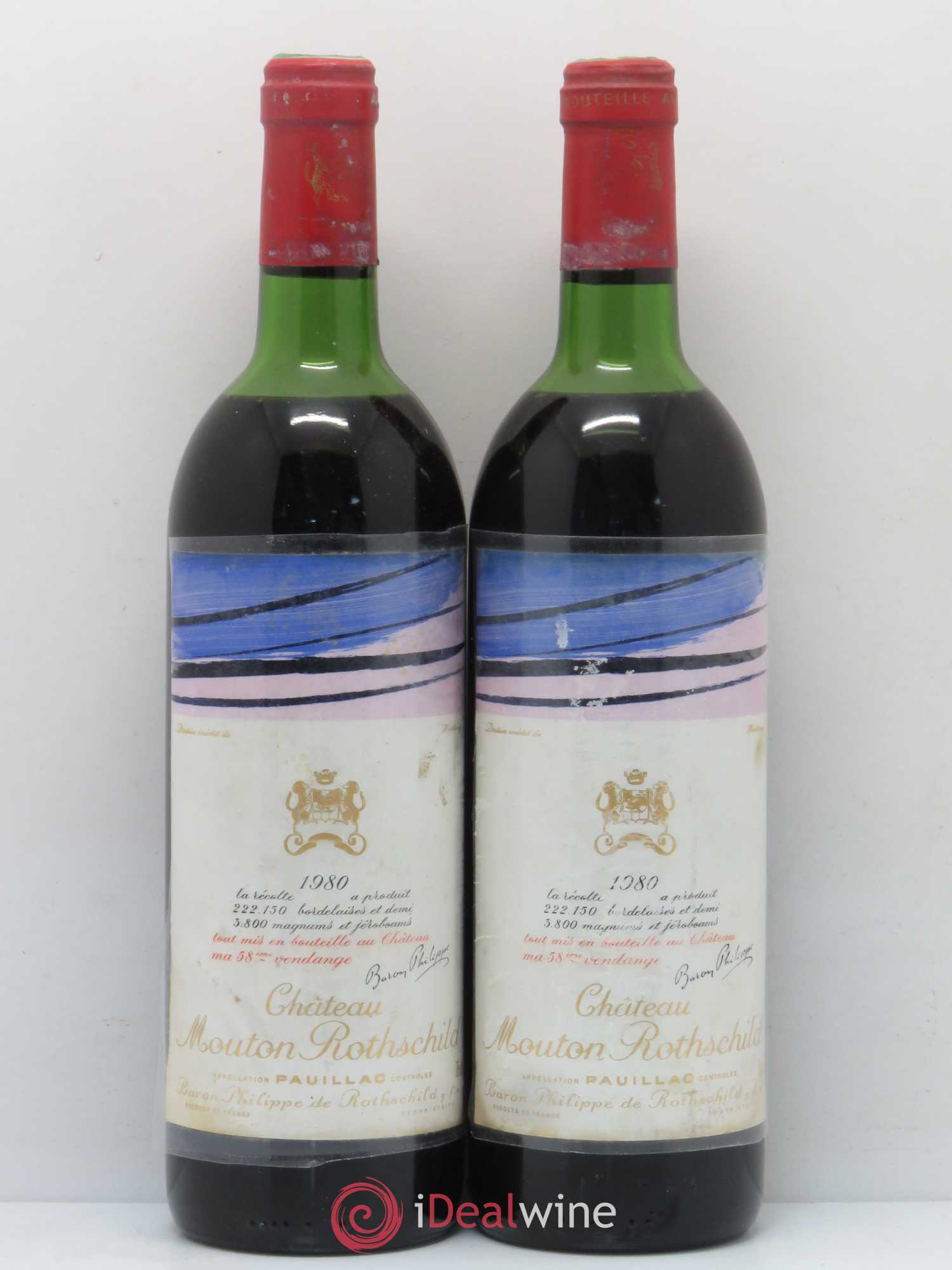 Château Mouton Rothschild 1er Grand Cru Classé 1980 - Lot de 2 bouteilles - 0