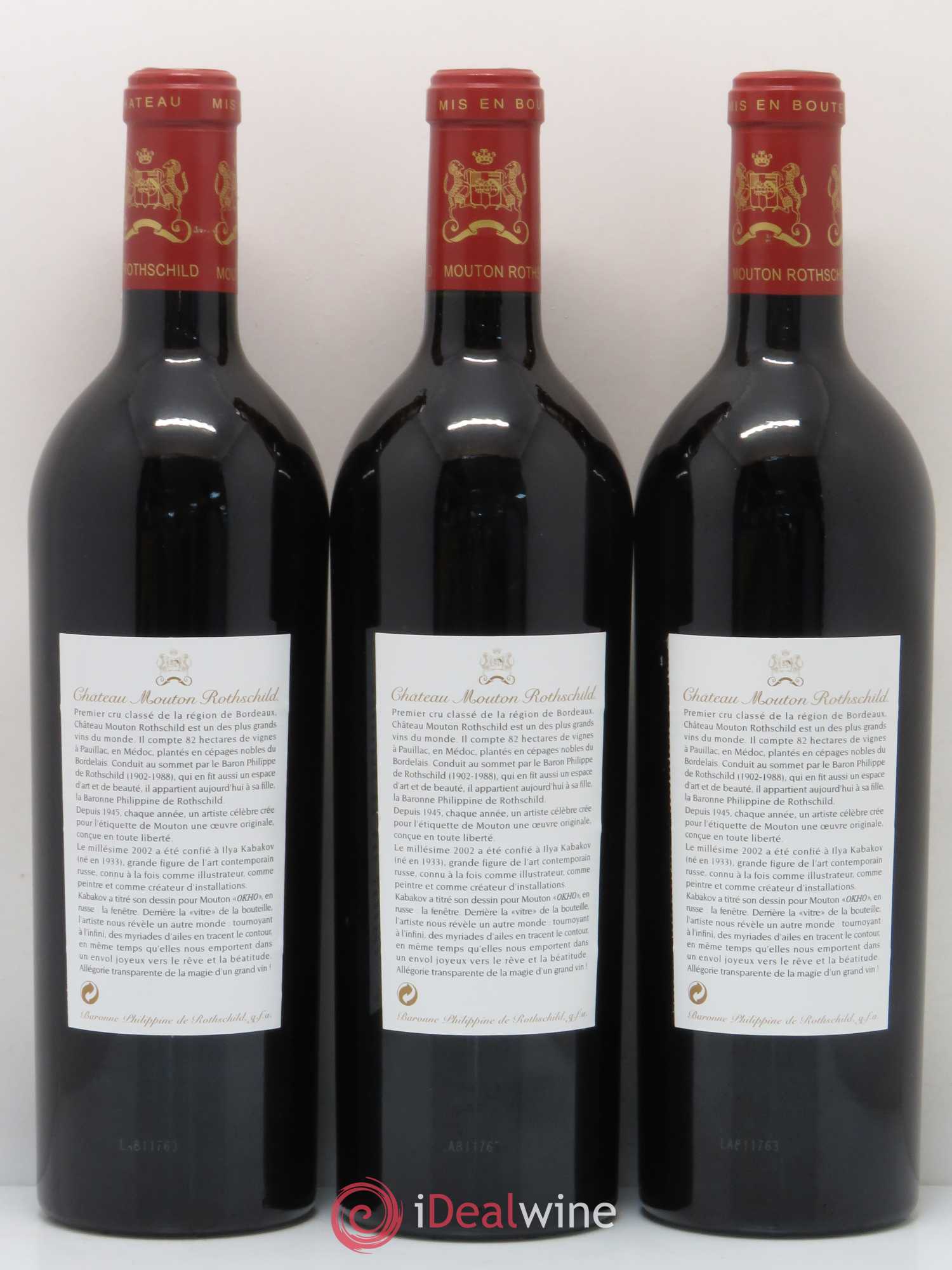 Château Mouton Rothschild 1er Grand Cru Classé 2002 - Lot de 5 bouteilles - 2