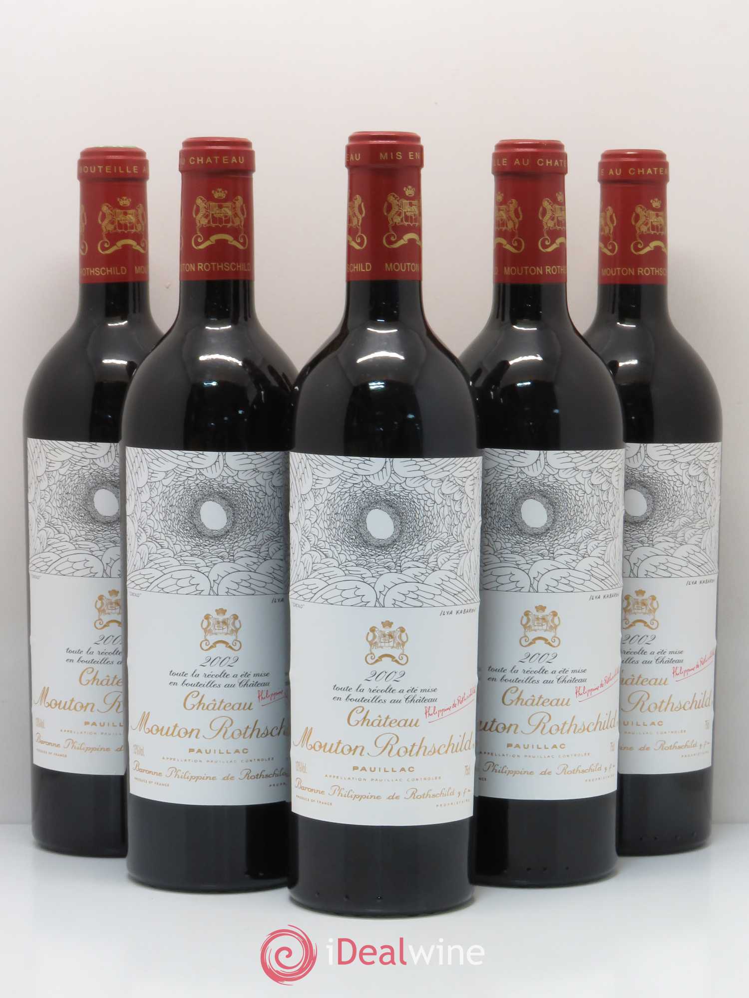Château Mouton Rothschild 1er Grand Cru Classé 2002 - Lot de 5 bouteilles - 0
