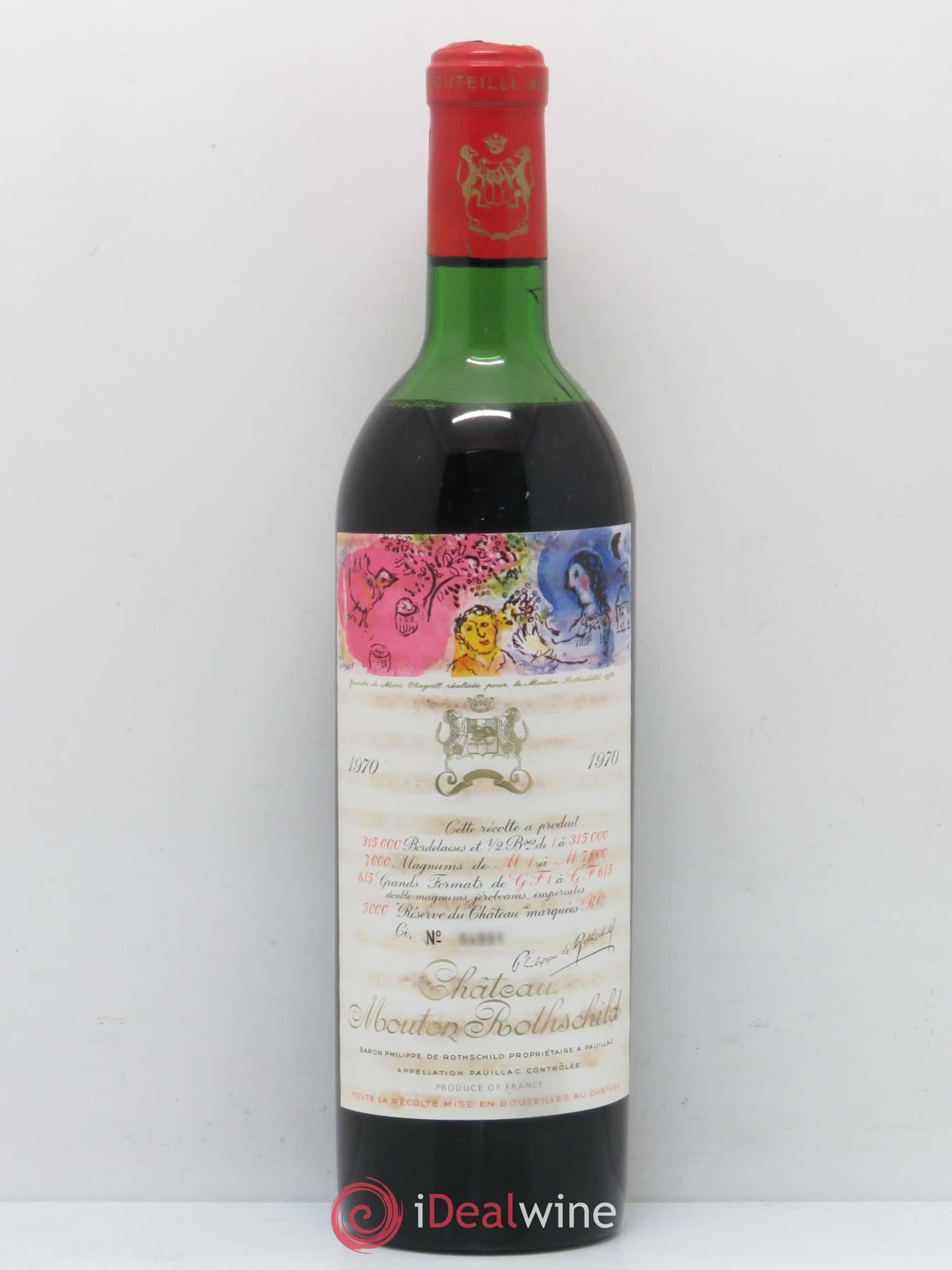 Château Mouton Rothschild 1er Grand Cru Classé 1970 - Lot de 1 bouteille - 0