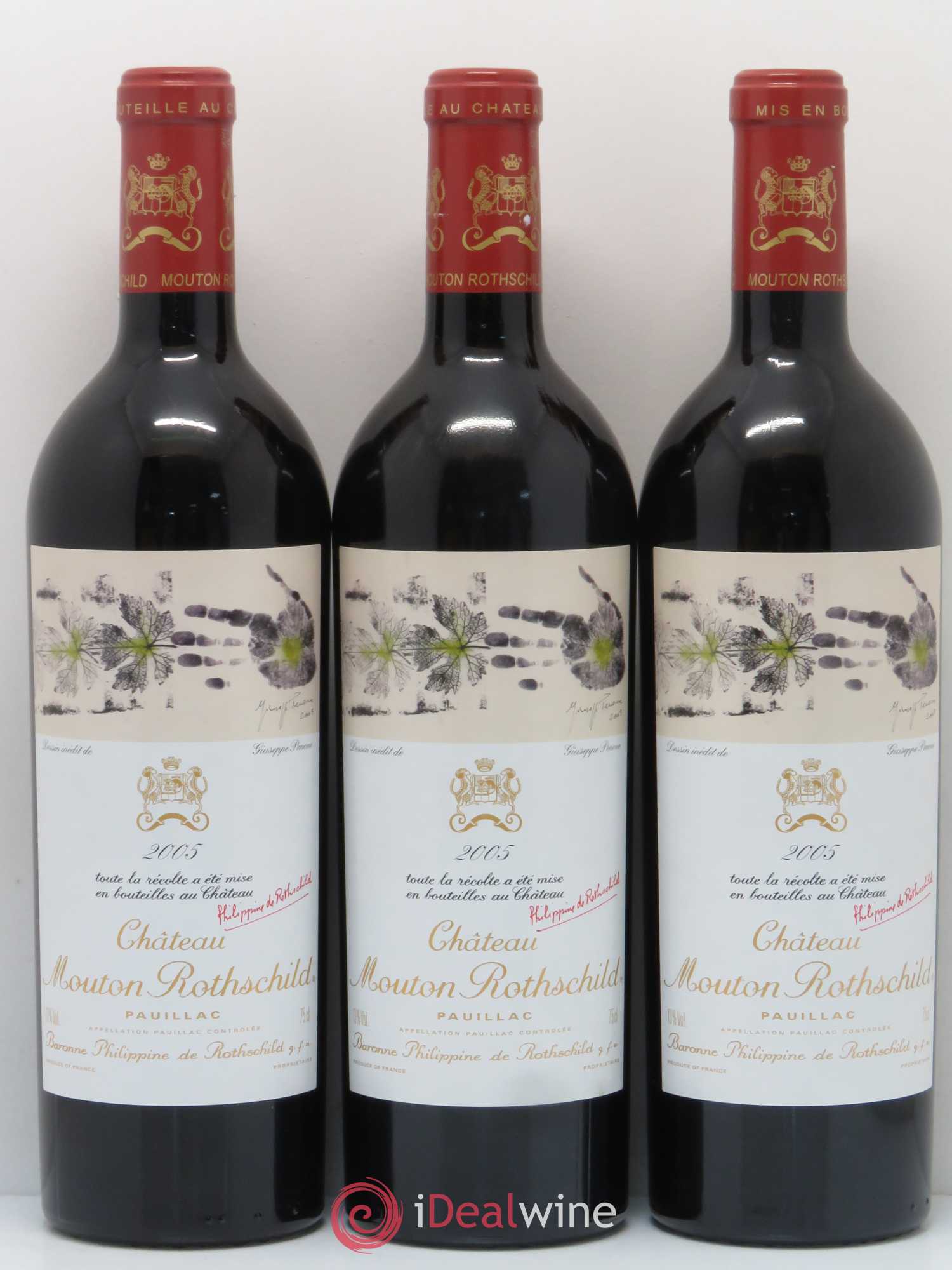 Château Mouton Rothschild 1er Grand Cru Classé 2005 - Lot de 3 bouteilles - 0