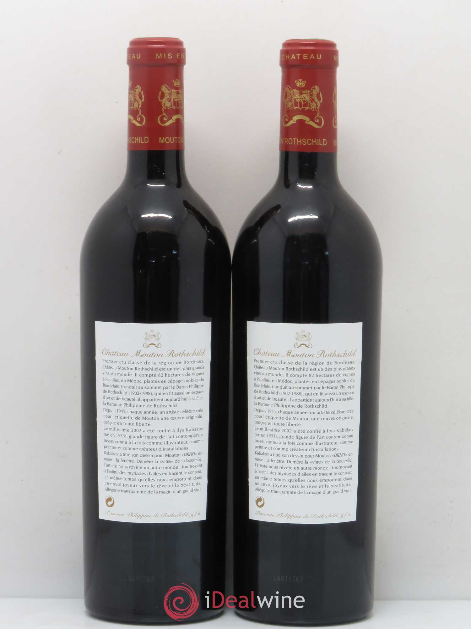 Château Mouton Rothschild 1er Grand Cru Classé 2002 - Lot de 2 bouteilles - 1