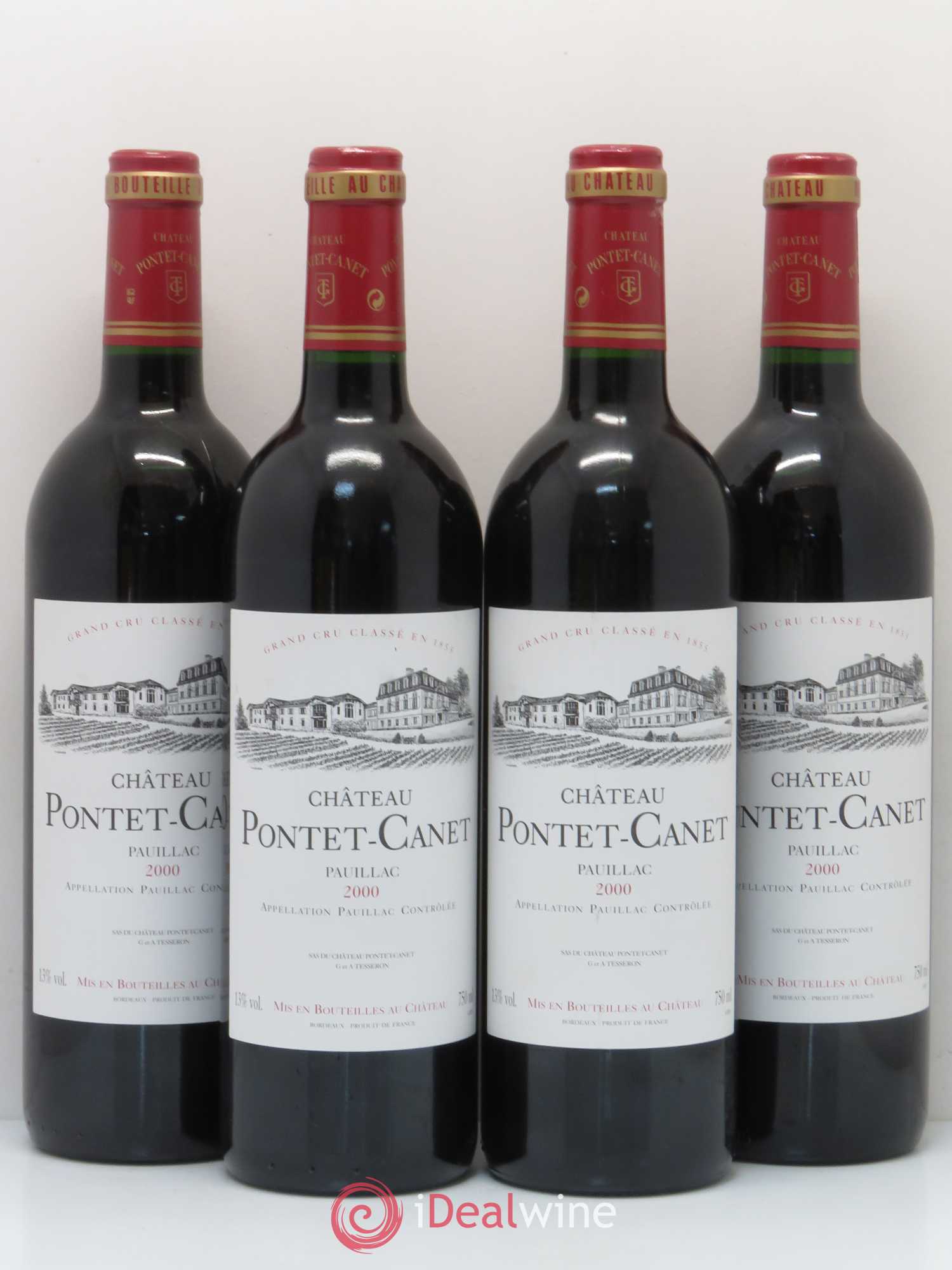 Château Pontet Canet 5ème Grand Cru Classé 2000 - Lot de 4 bouteilles - 0
