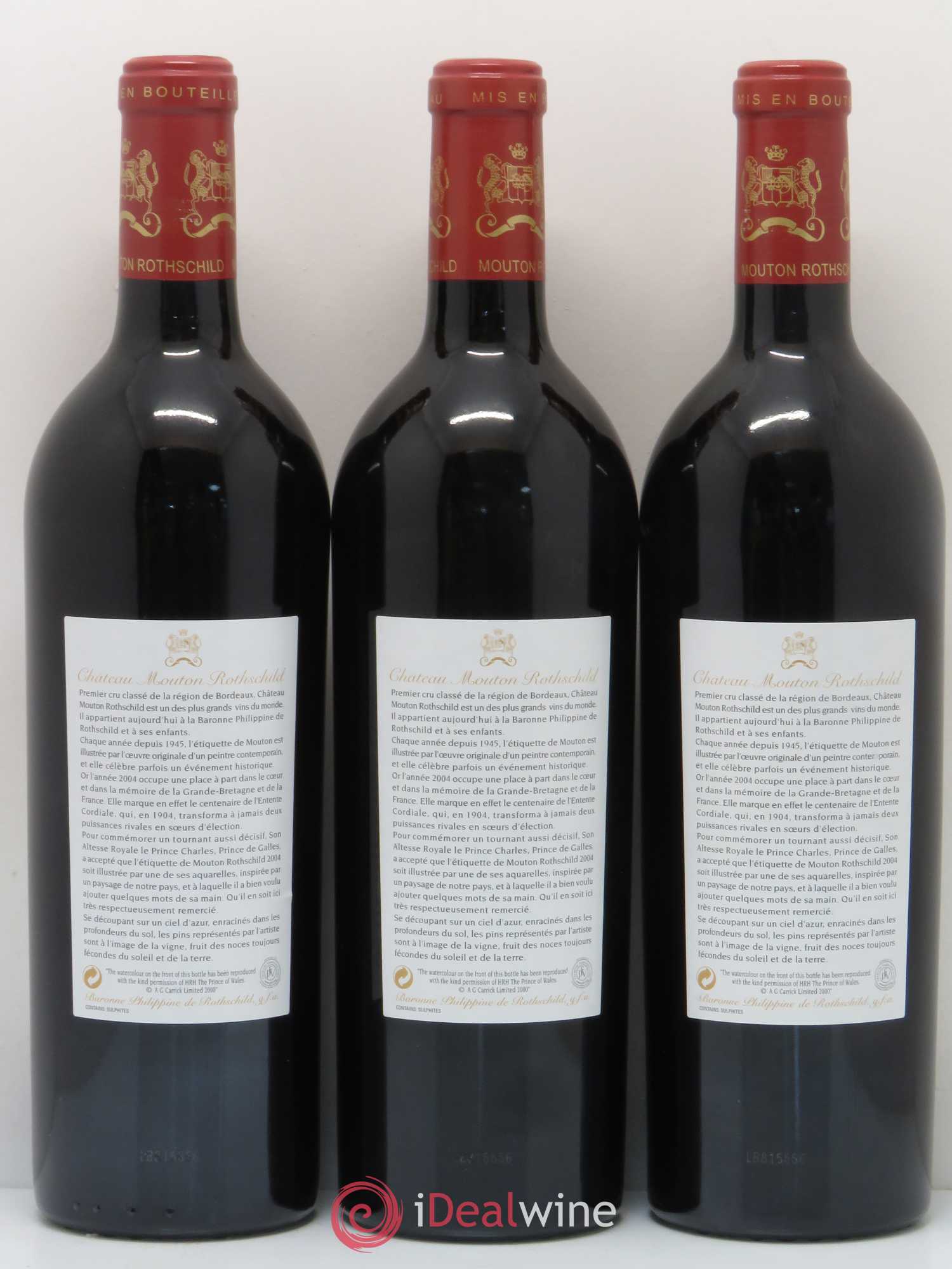 Château Mouton Rothschild 1er Grand Cru Classé 2004 - Lot de 3 bouteilles - 1