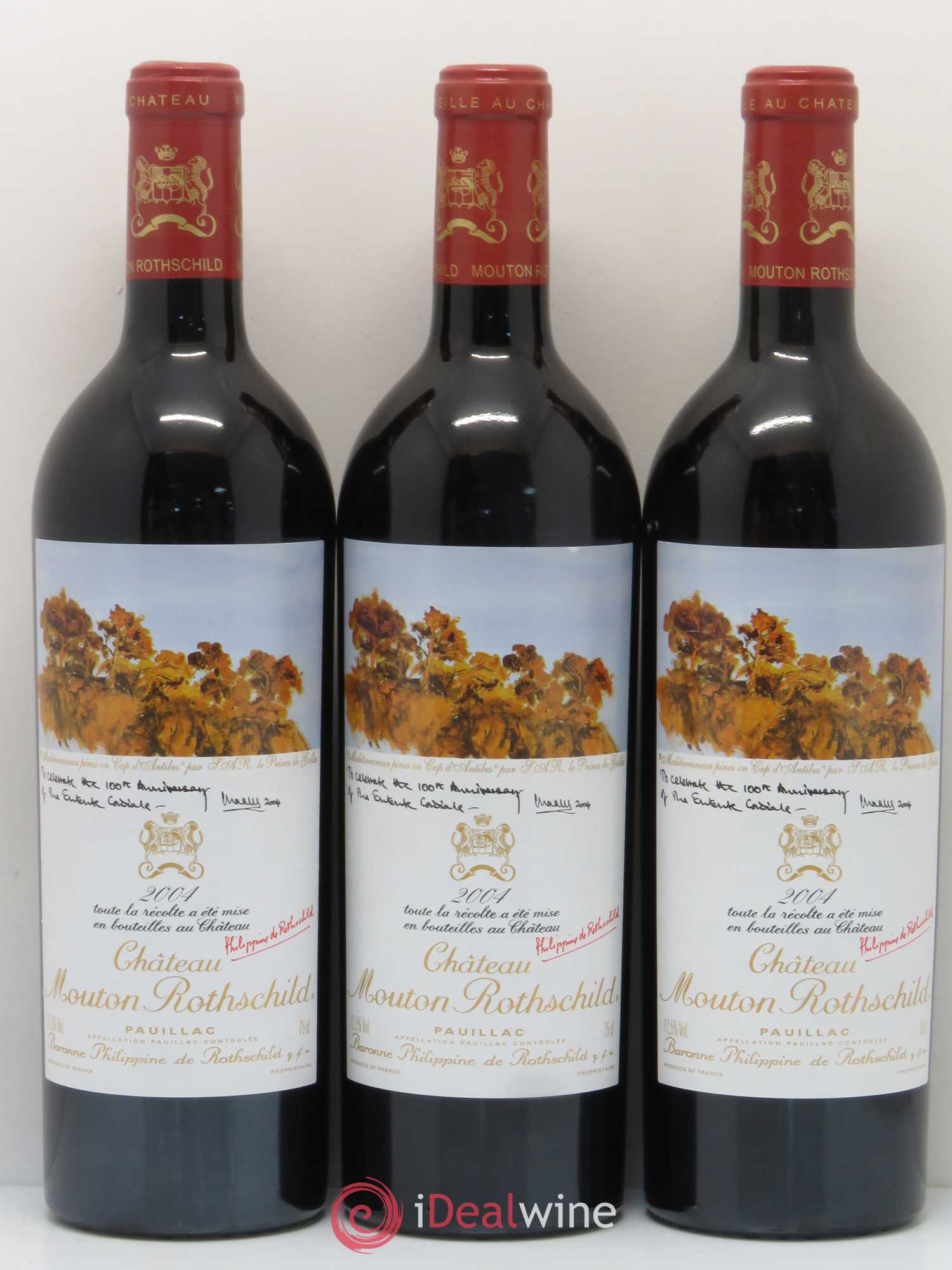 Château Mouton Rothschild 1er Grand Cru Classé 2004 - Lot de 3 bouteilles - 0