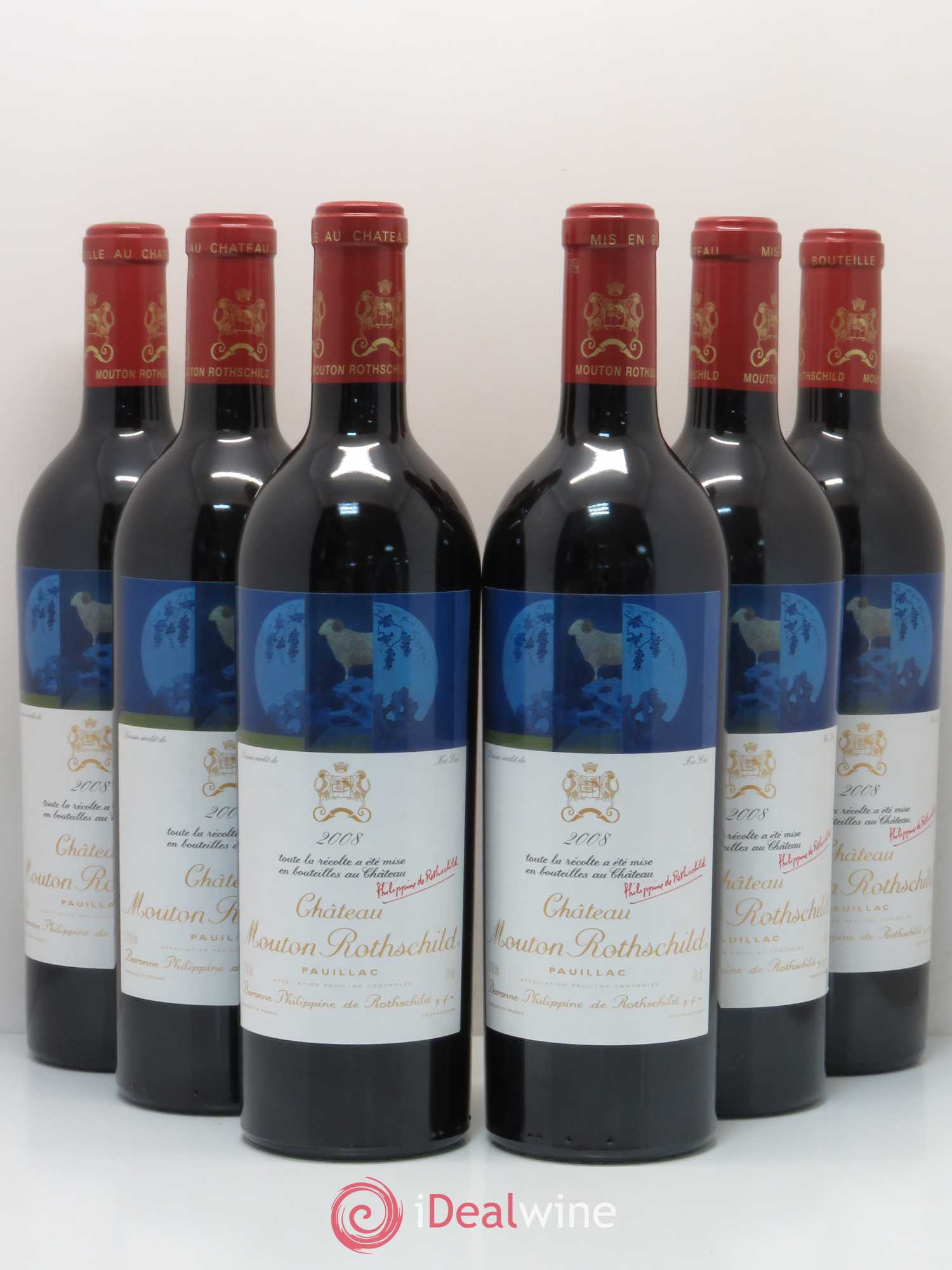 Château Mouton Rothschild 1er Grand Cru Classé 2008 - Lot de 6 bouteilles - 0